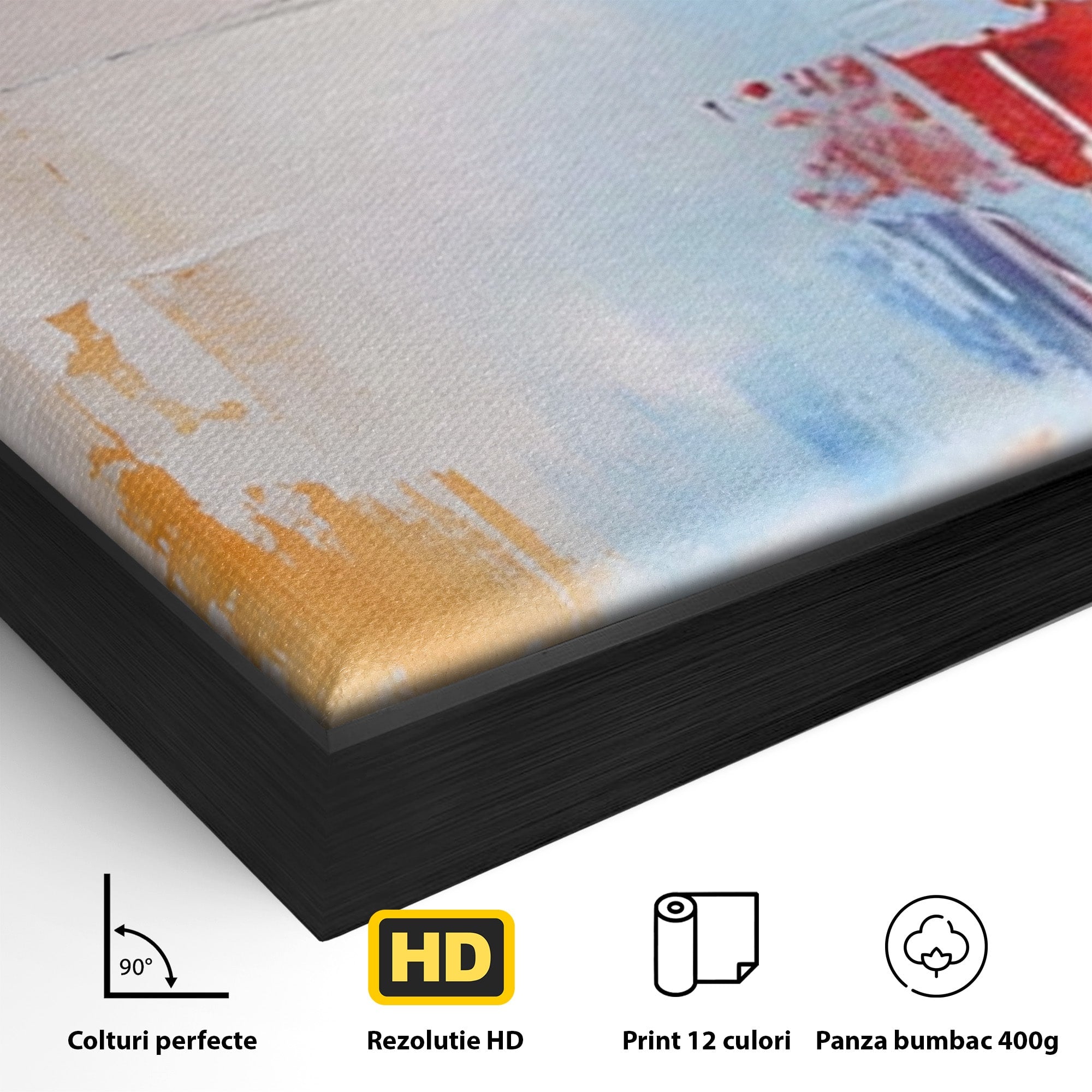Set 2 Tablouri Canvas Premium LuxCanva® C2-1200, Abstract Blue And Red Painting, Relaxare, Living Room, Culori Vibrante