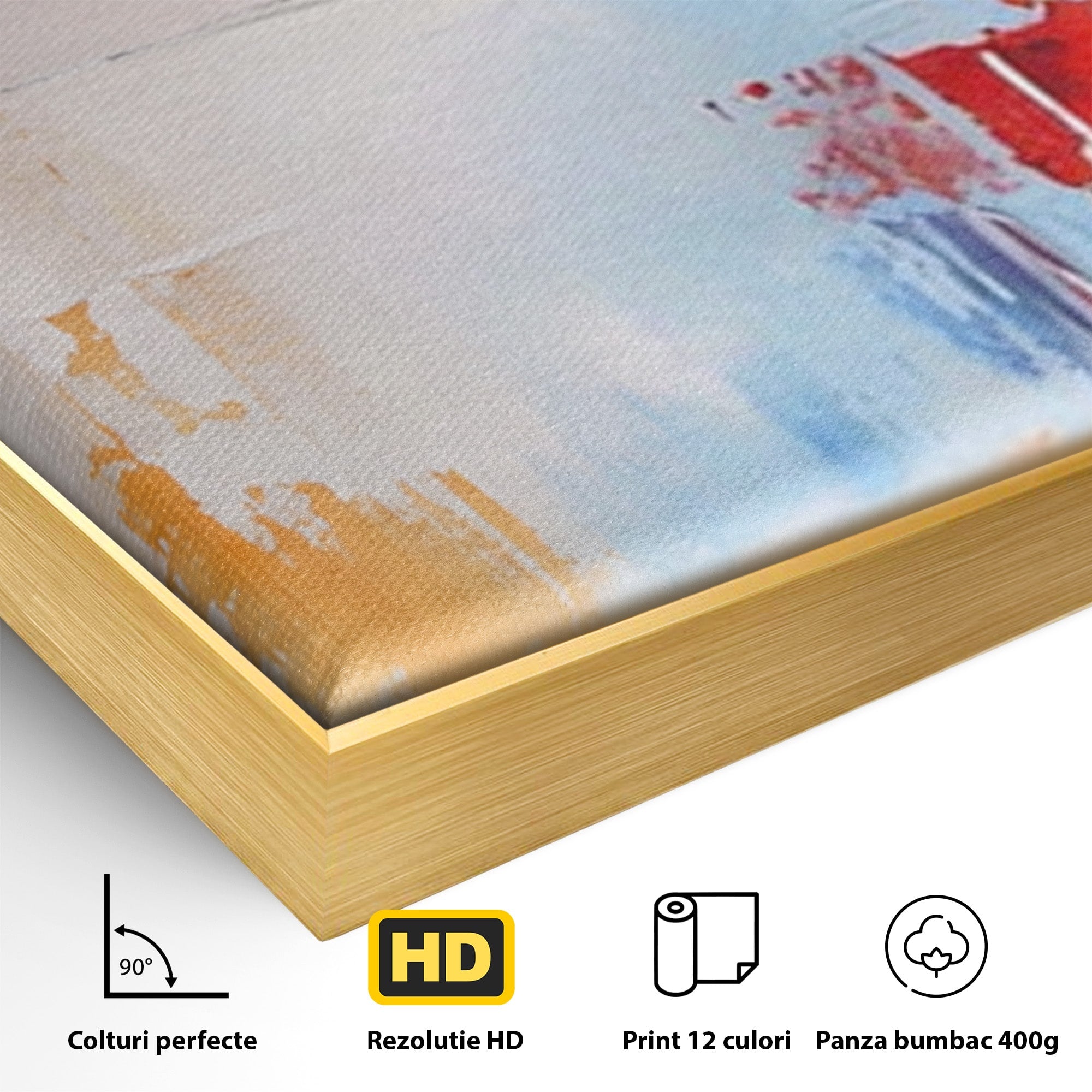 Set 2 Tablouri Canvas Premium LuxCanva® C2-1200, Abstract Blue And Red Painting, Relaxare, Living Room, Culori Vibrante