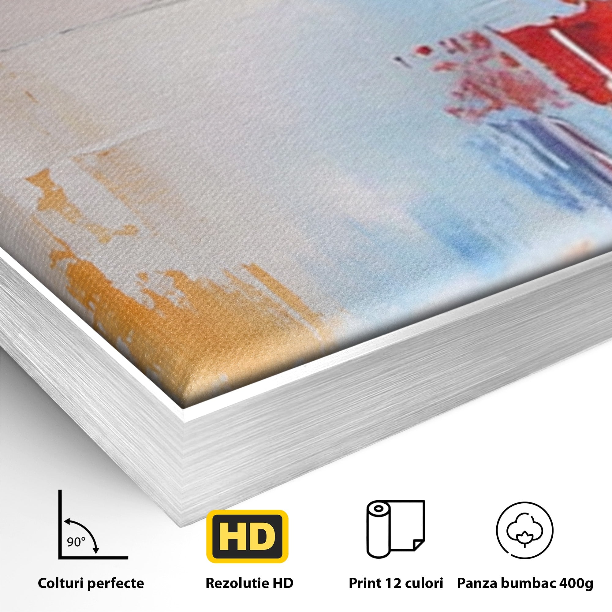 Set 2 Tablouri Canvas Premium LuxCanva® C2-1200, Abstract Blue And Red Painting, Relaxare, Living Room, Culori Vibrante