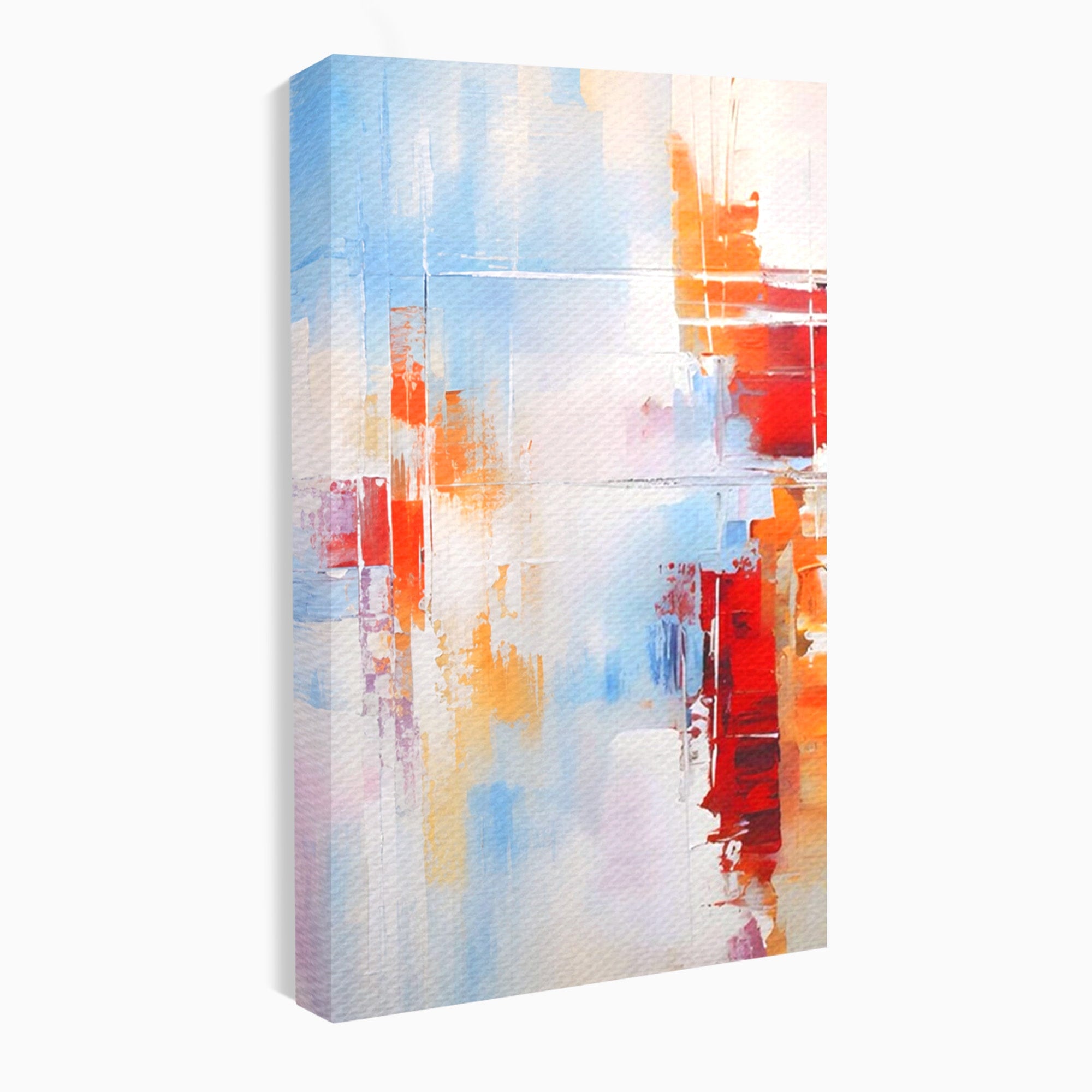 Set 2 Tablouri Canvas Premium LuxCanva® C2-1200, Abstract Blue And Red Painting, Relaxare, Living Room, Culori Vibrante