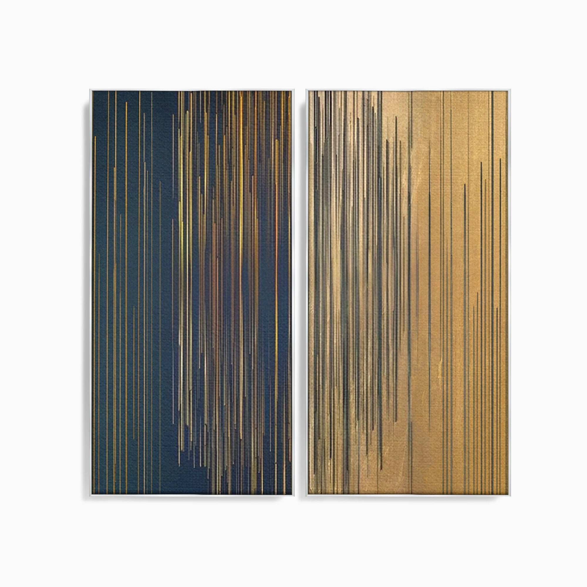 Set 2 Tablouri Canvas Premium LuxCanva® C2-1202, Gold And Black Stripes, Relaxare, Living Room, Culori Vibrante