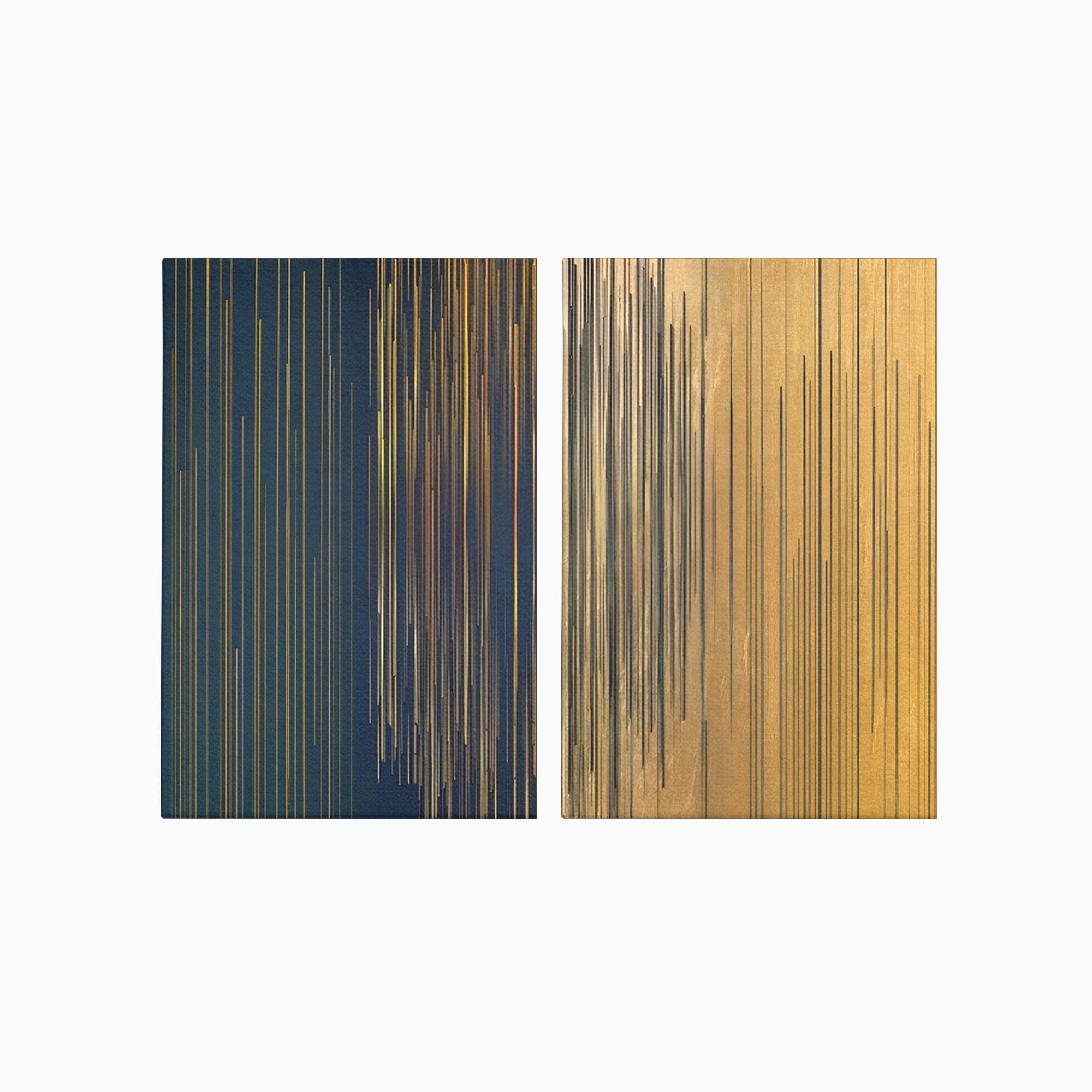 Set 2 Tablouri Canvas Premium LuxCanva® C2-1202, Gold And Black Stripes, Relaxare, Living Room, Culori Vibrante