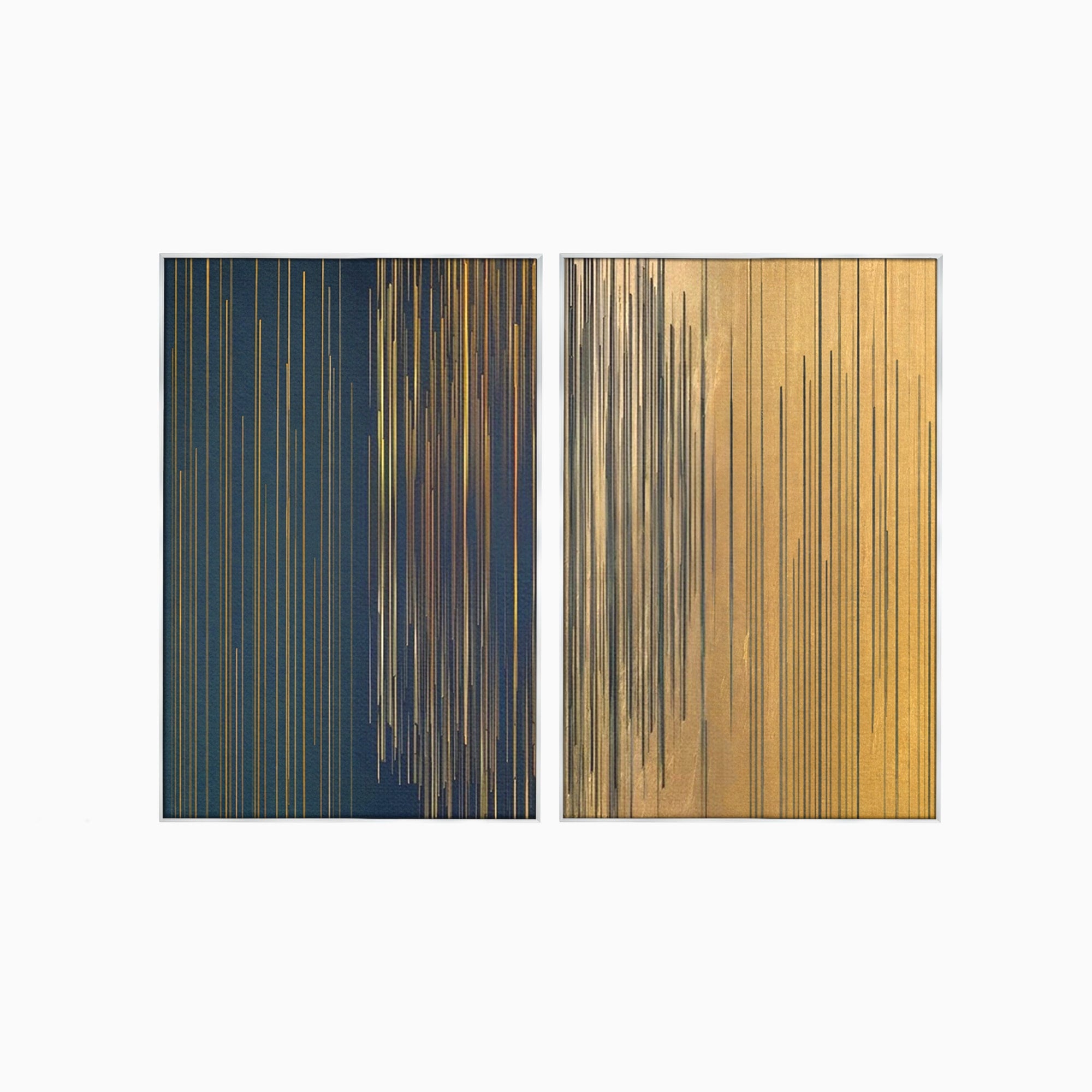 Set 2 Tablouri Canvas Premium LuxCanva® C2-1202, Gold And Black Stripes, Relaxare, Living Room, Culori Vibrante