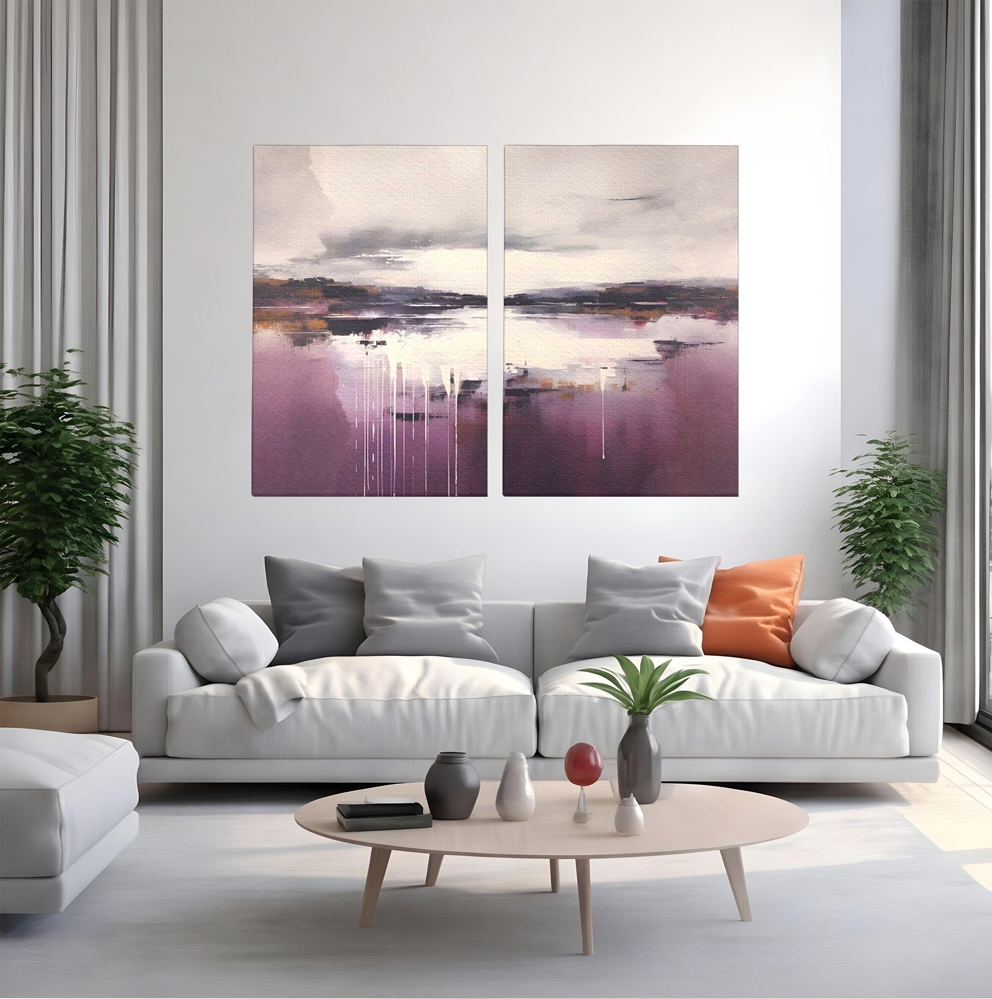 Set 2 Tablouri Canvas Premium LuxCanva® C2-1204, Cer Innorat, Culori, Decorativ, Living Room, Culori Vibrante