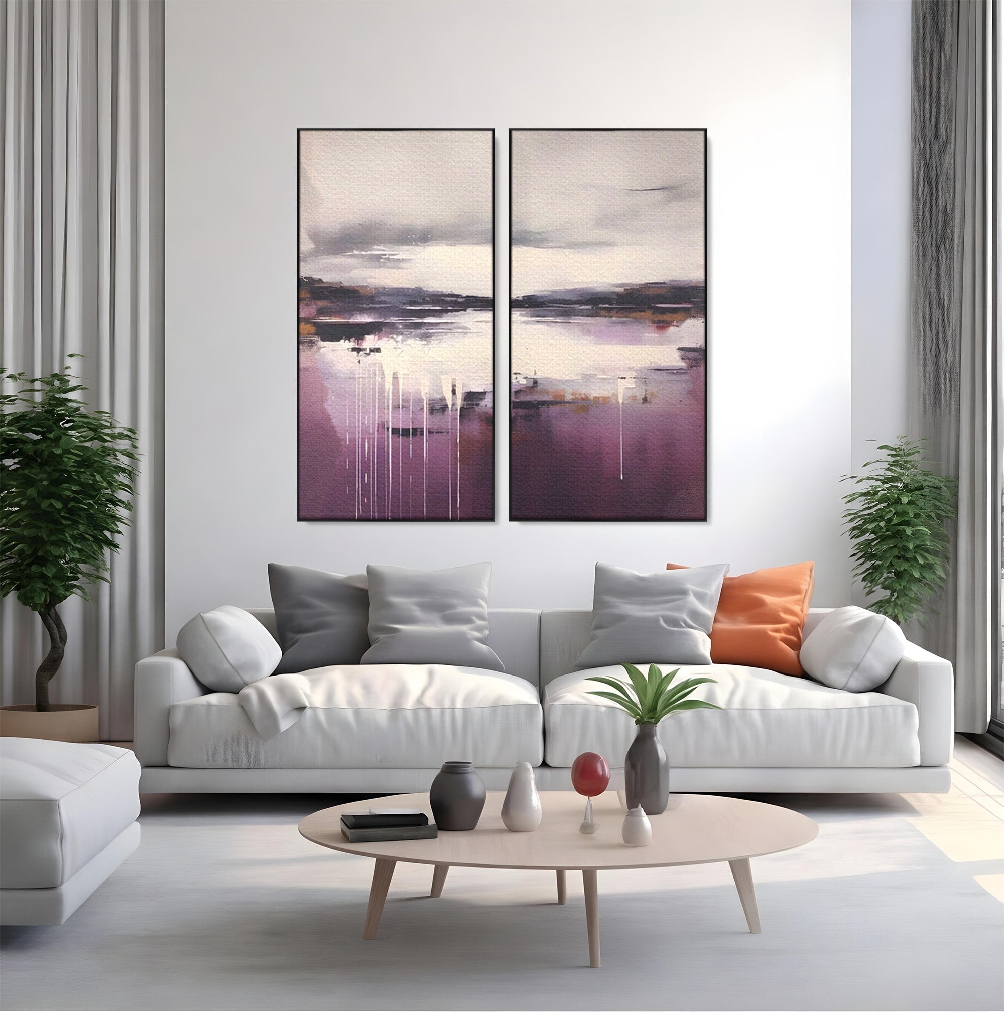 Set 2 Tablouri Canvas Premium LuxCanva® C2-1204, Cer Innorat, Culori, Decorativ, Living Room, Culori Vibrante