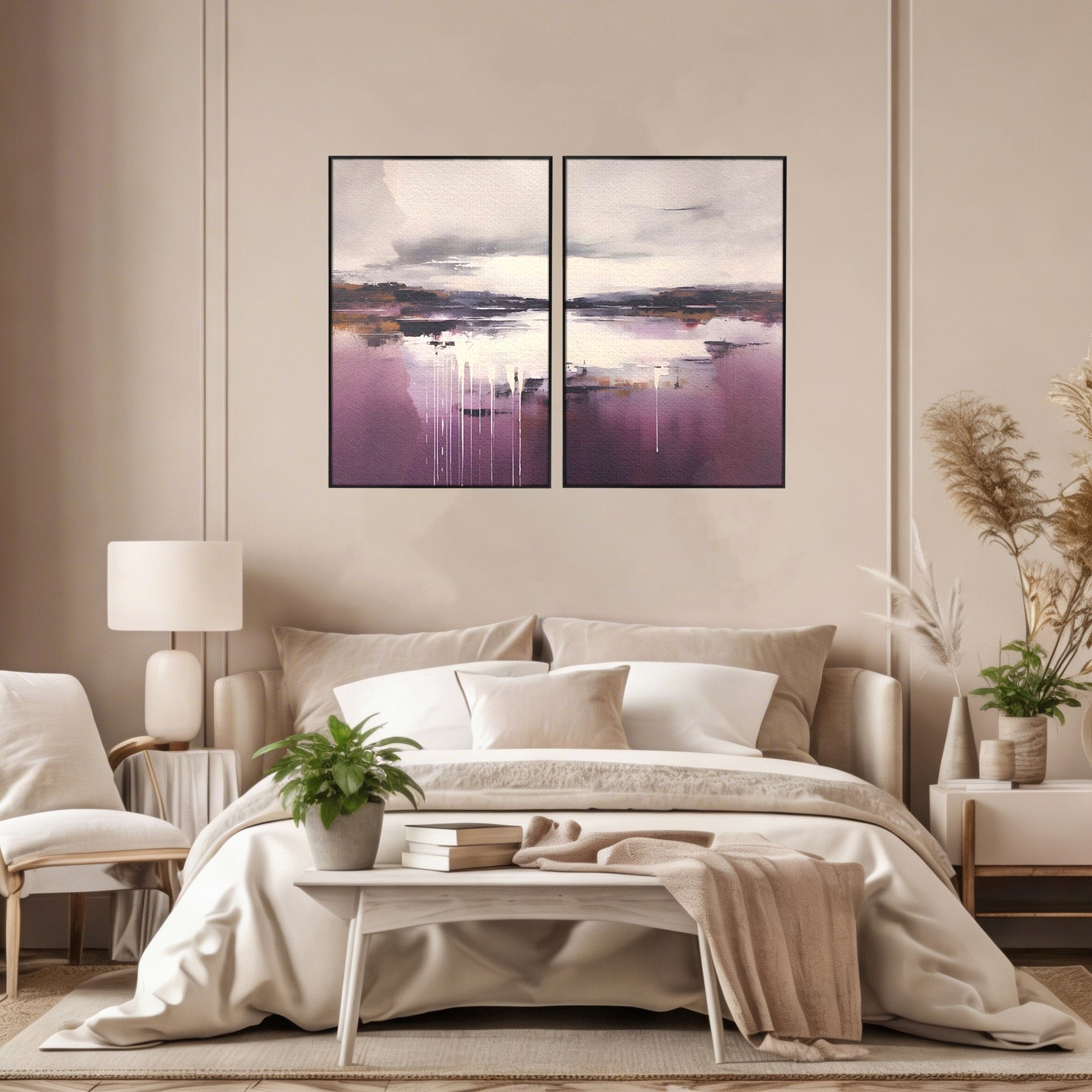 Set 2 Tablouri Canvas Premium LuxCanva® C2-1204, Cer Innorat, Culori, Decorativ, Living Room, Culori Vibrante