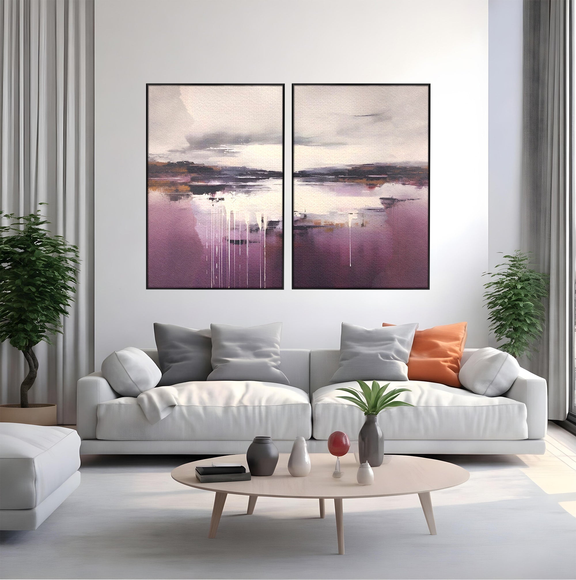 Set 2 Tablouri Canvas Premium LuxCanva® C2-1204, Cer Innorat, Culori, Decorativ, Living Room, Culori Vibrante