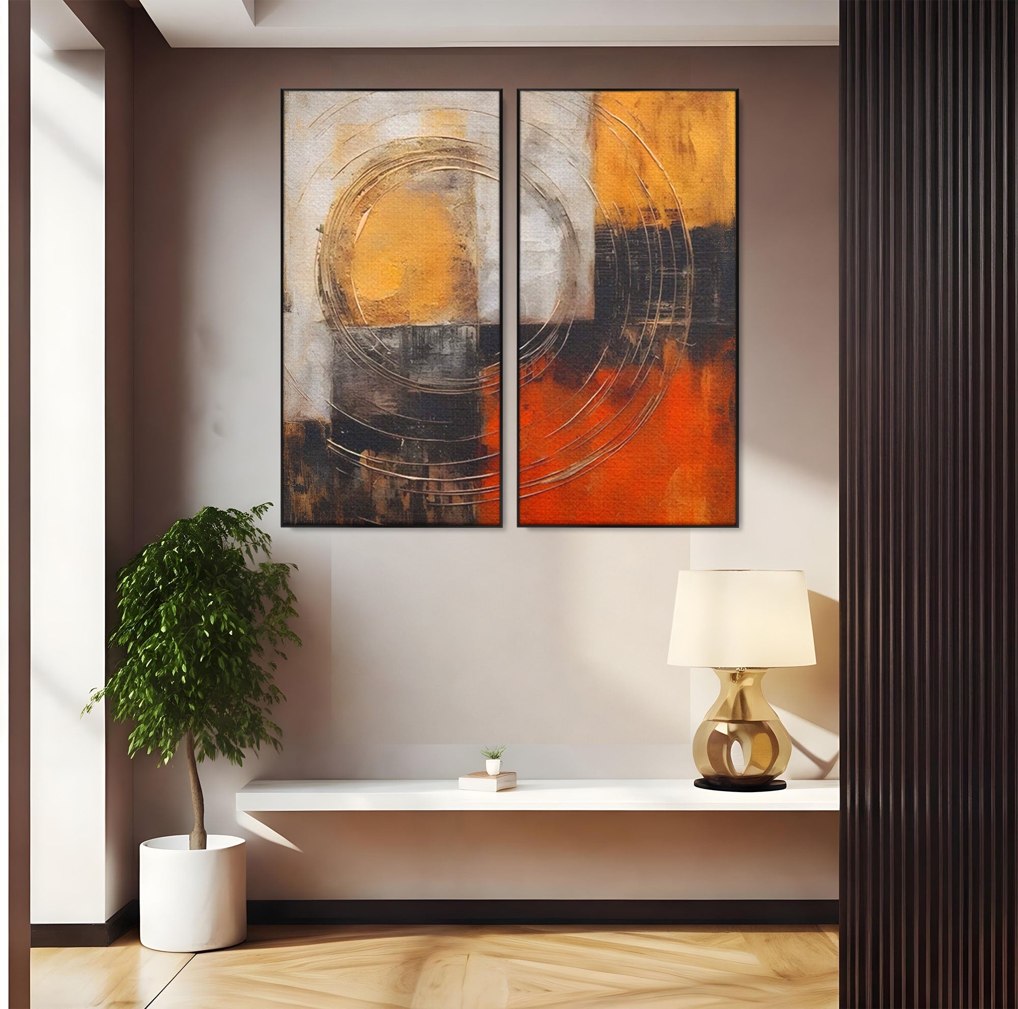 Set 2 Tablouri Canvas Premium LuxCanva® C2-1205, Abstract Black And Red Paint, Culori, Decorativ, Living Room, Culori Vibrante