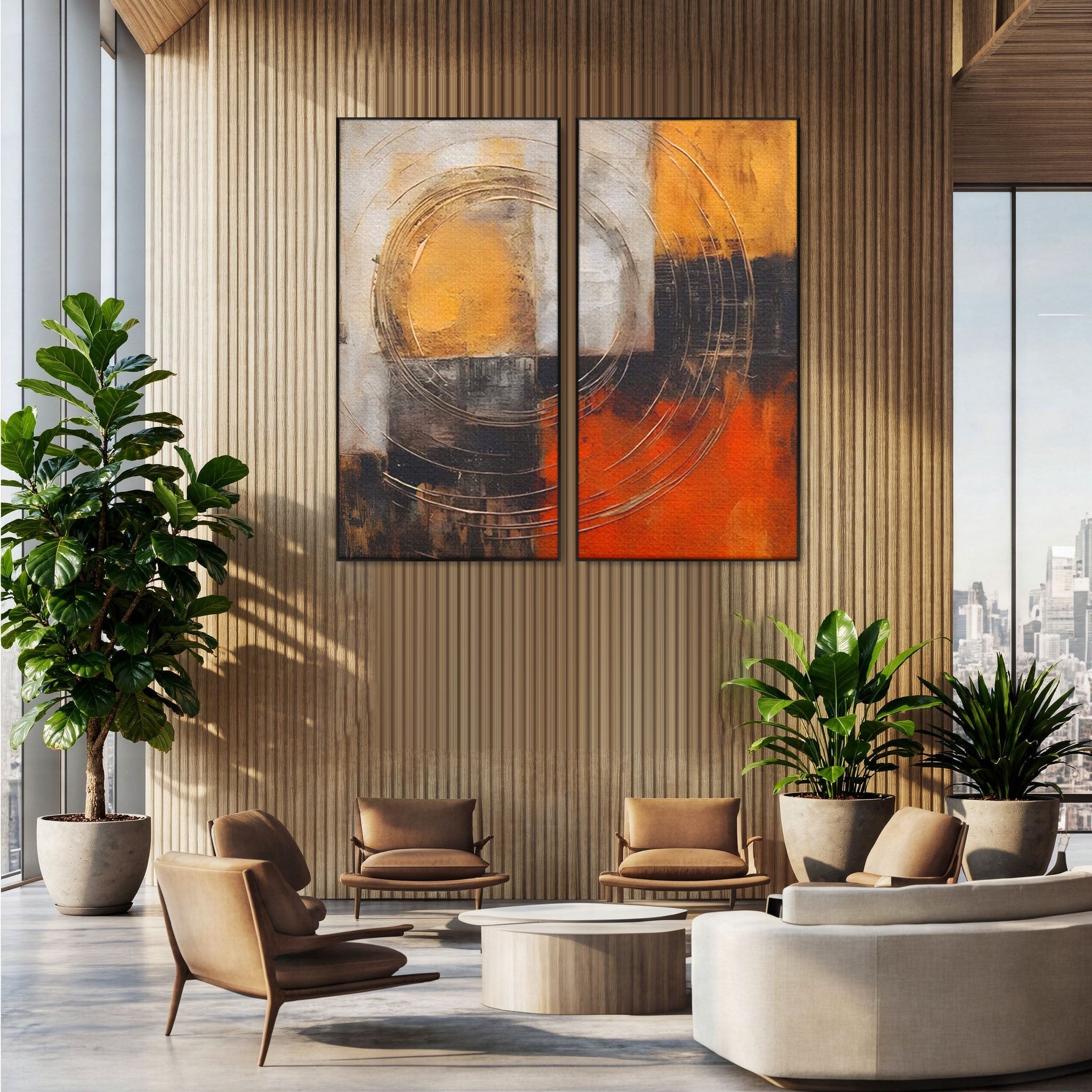 Set 2 Tablouri Canvas Premium LuxCanva® C2-1205, Abstract Black And Red Paint, Culori, Decorativ, Living Room, Culori Vibrante
