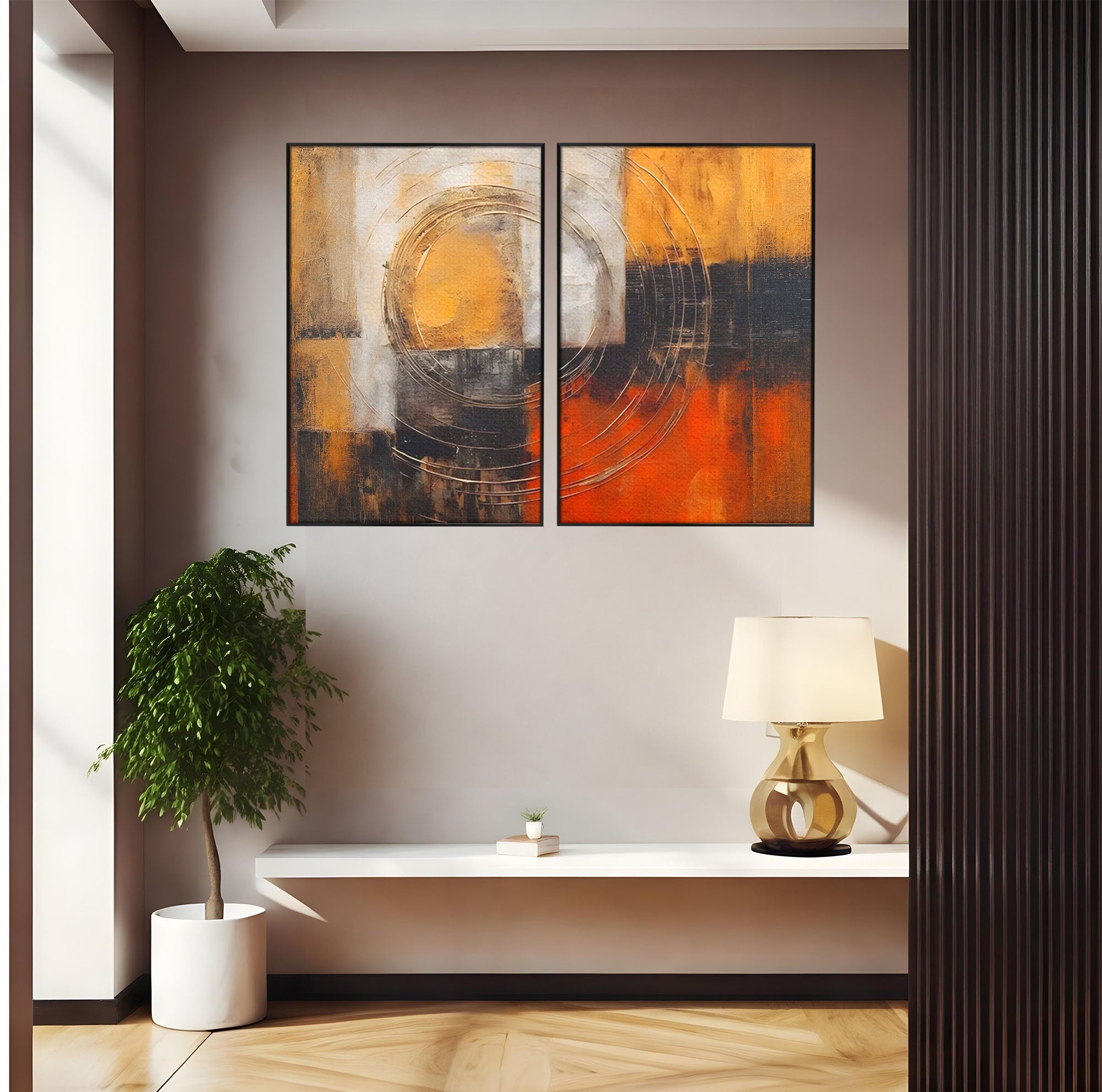 Set 2 Tablouri Canvas Premium LuxCanva® C2-1205, Abstract Black And Red Paint, Culori, Decorativ, Living Room, Culori Vibrante