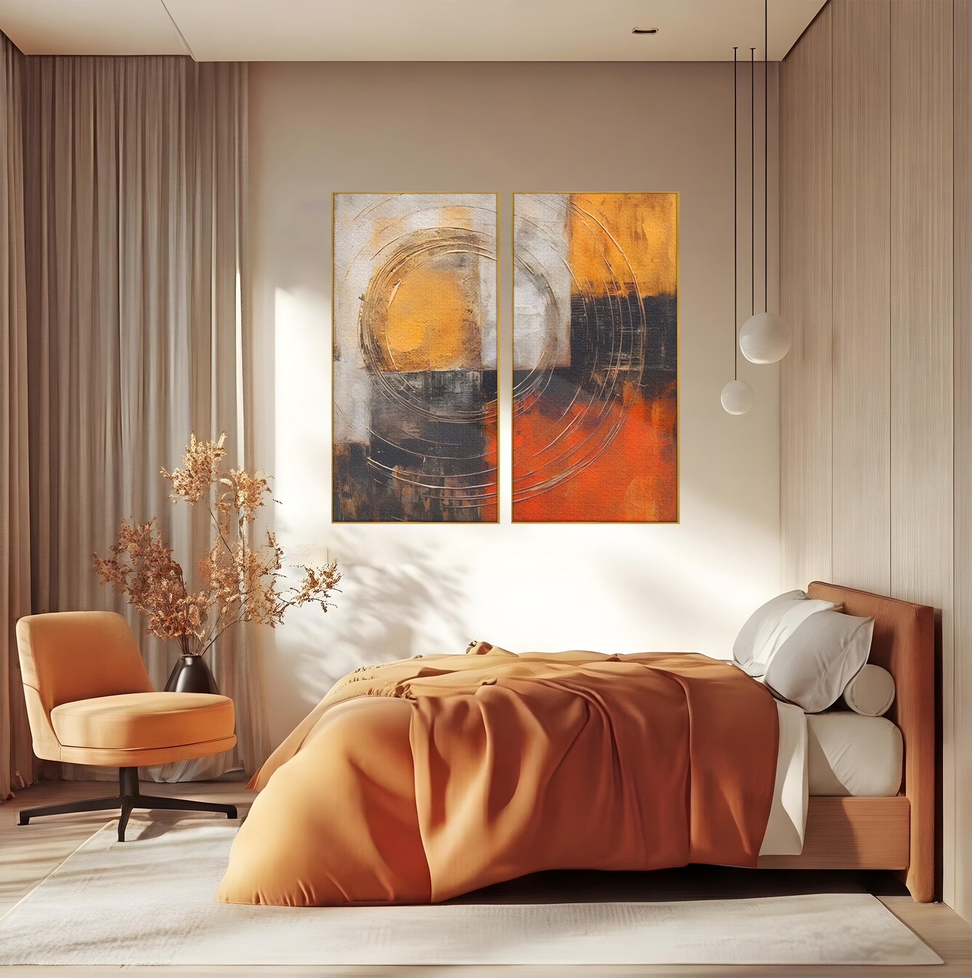 Set 2 Tablouri Canvas Premium LuxCanva® C2-1205, Abstract Black And Red Paint, Culori, Decorativ, Living Room, Culori Vibrante
