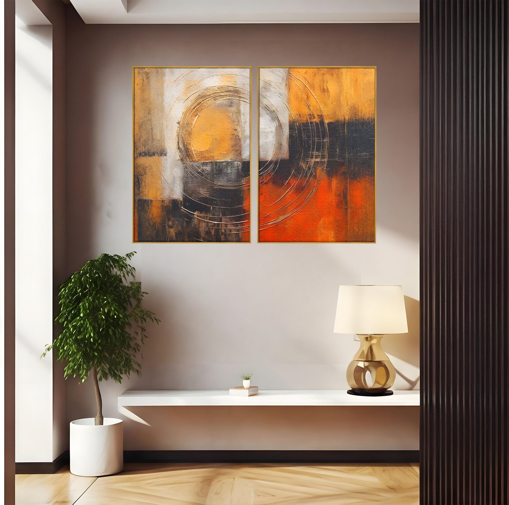 Set 2 Tablouri Canvas Premium LuxCanva® C2-1205, Abstract Black And Red Paint, Culori, Decorativ, Living Room, Culori Vibrante