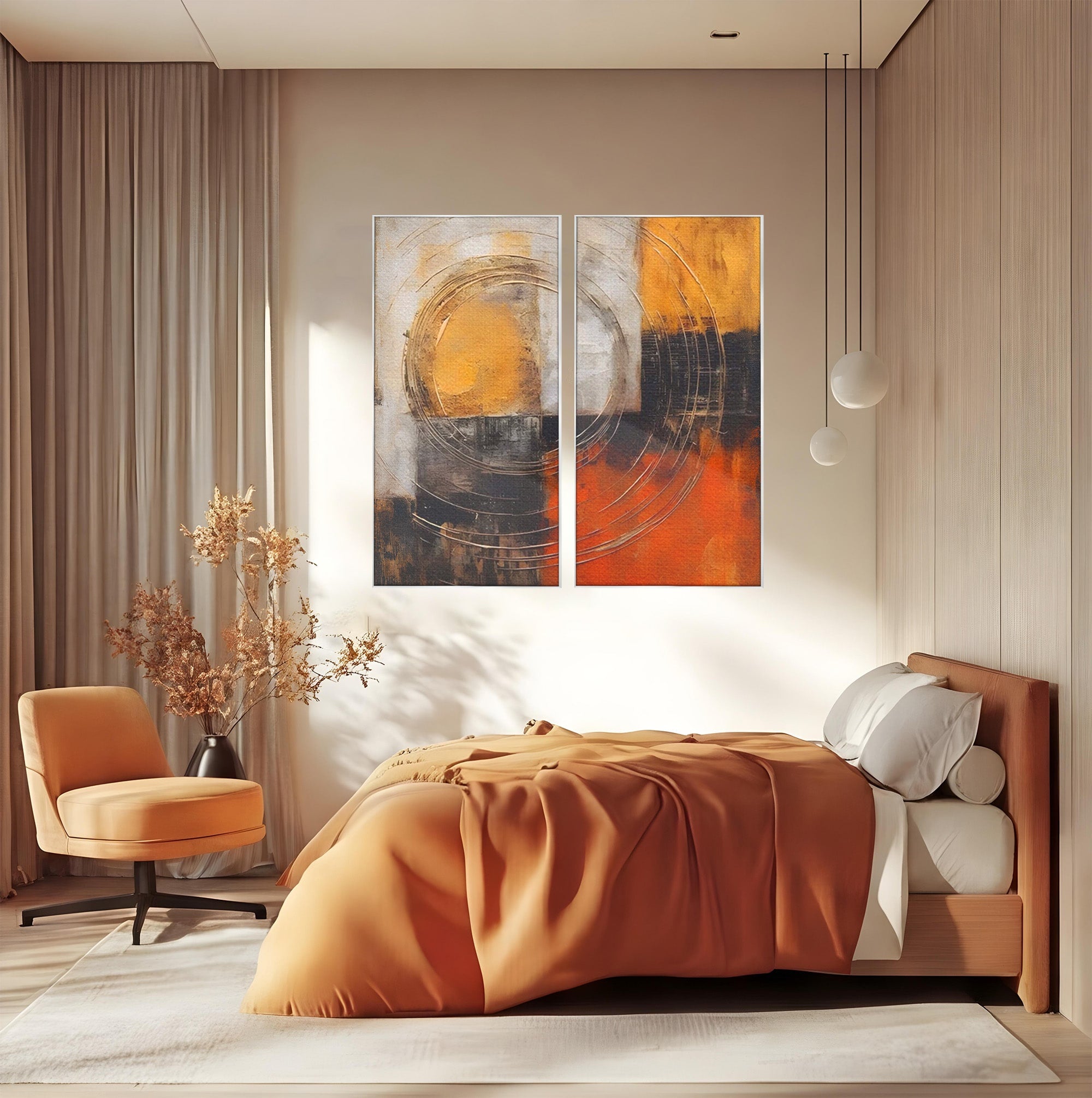 Set 2 Tablouri Canvas Premium LuxCanva® C2-1205, Abstract Black And Red Paint, Culori, Decorativ, Living Room, Culori Vibrante