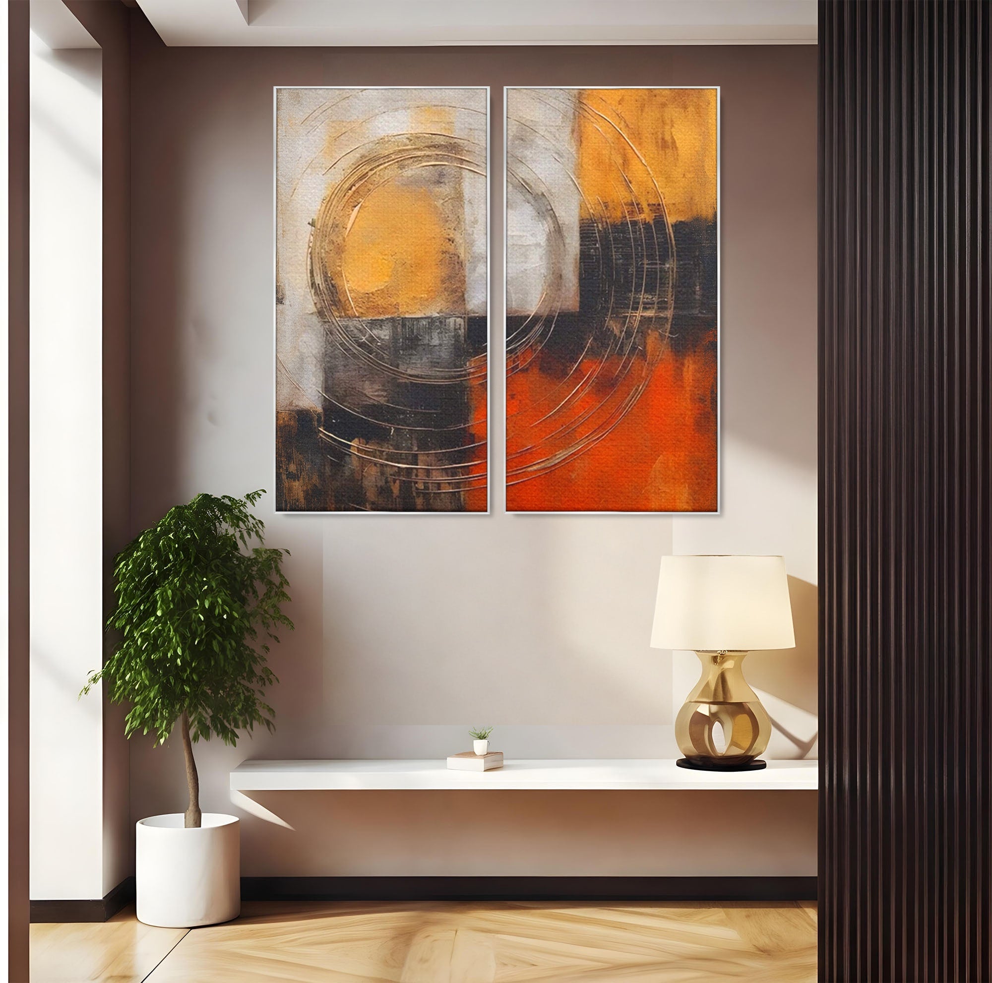 Set 2 Tablouri Canvas Premium LuxCanva® C2-1205, Abstract Black And Red Paint, Culori, Decorativ, Living Room, Culori Vibrante