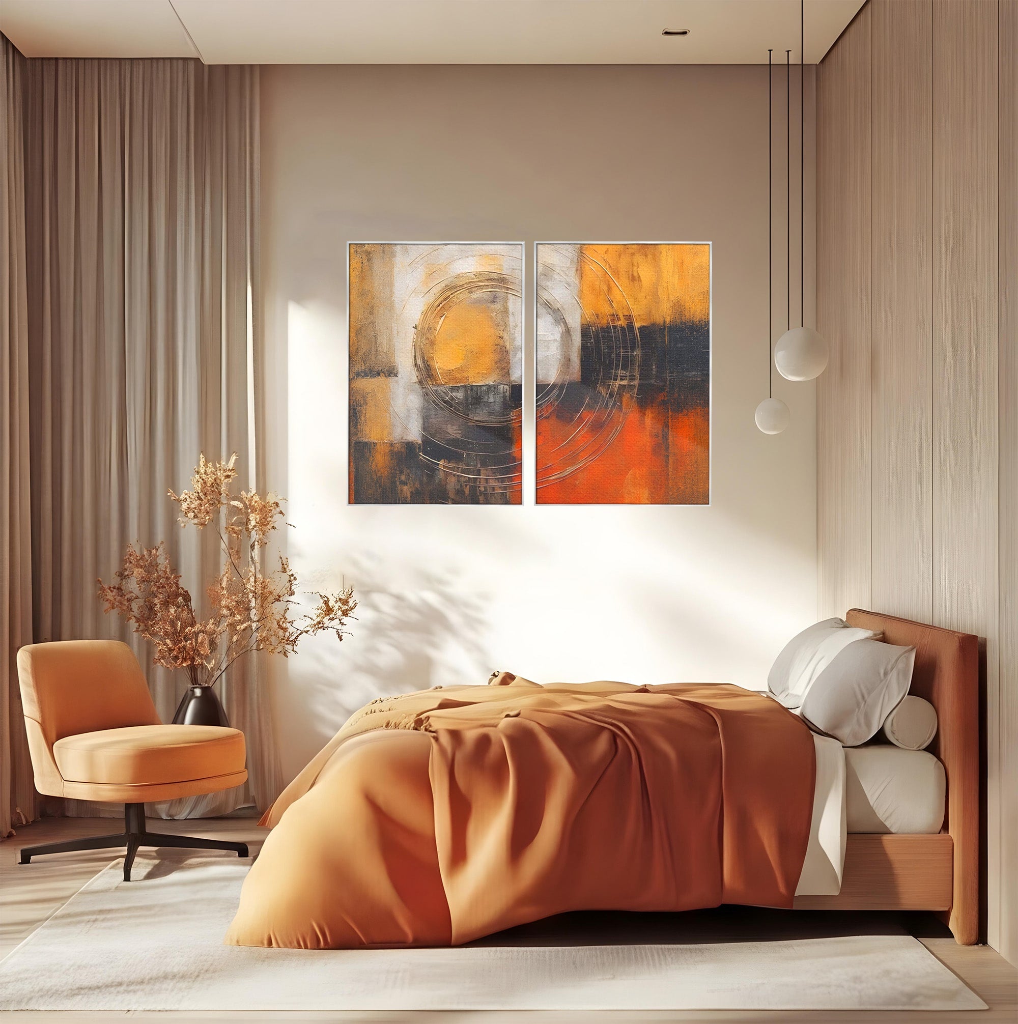 Set 2 Tablouri Canvas Premium LuxCanva® C2-1205, Abstract Black And Red Paint, Culori, Decorativ, Living Room, Culori Vibrante