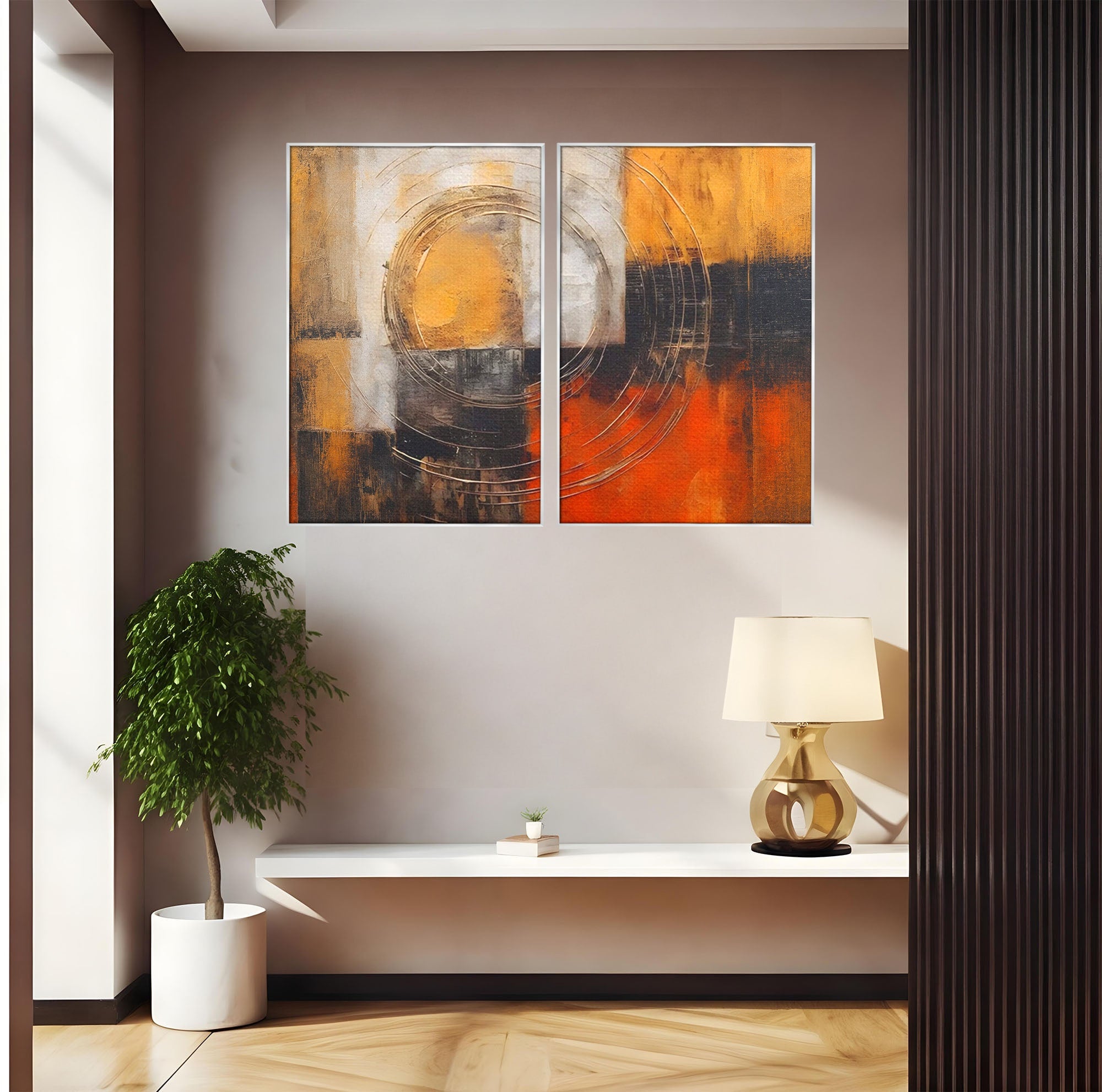 Set 2 Tablouri Canvas Premium LuxCanva® C2-1205, Abstract Black And Red Paint, Culori, Decorativ, Living Room, Culori Vibrante