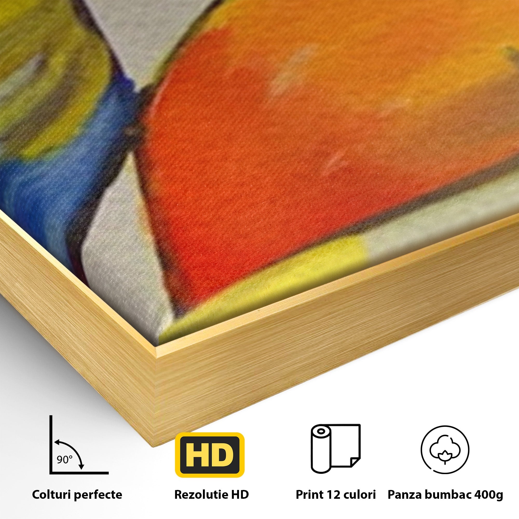 Set 2 Tablouri Canvas Premium LuxCanva® C2-1206, Kandinsky Painting Puzzle, Culori, Decorativ, Living Room, Culori Vibrante