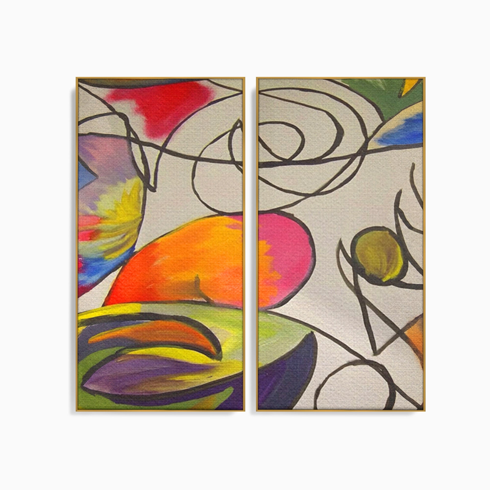 Set 2 Tablouri Canvas Premium LuxCanva® C2-1206, Kandinsky Painting Puzzle, Culori, Decorativ, Living Room, Culori Vibrante