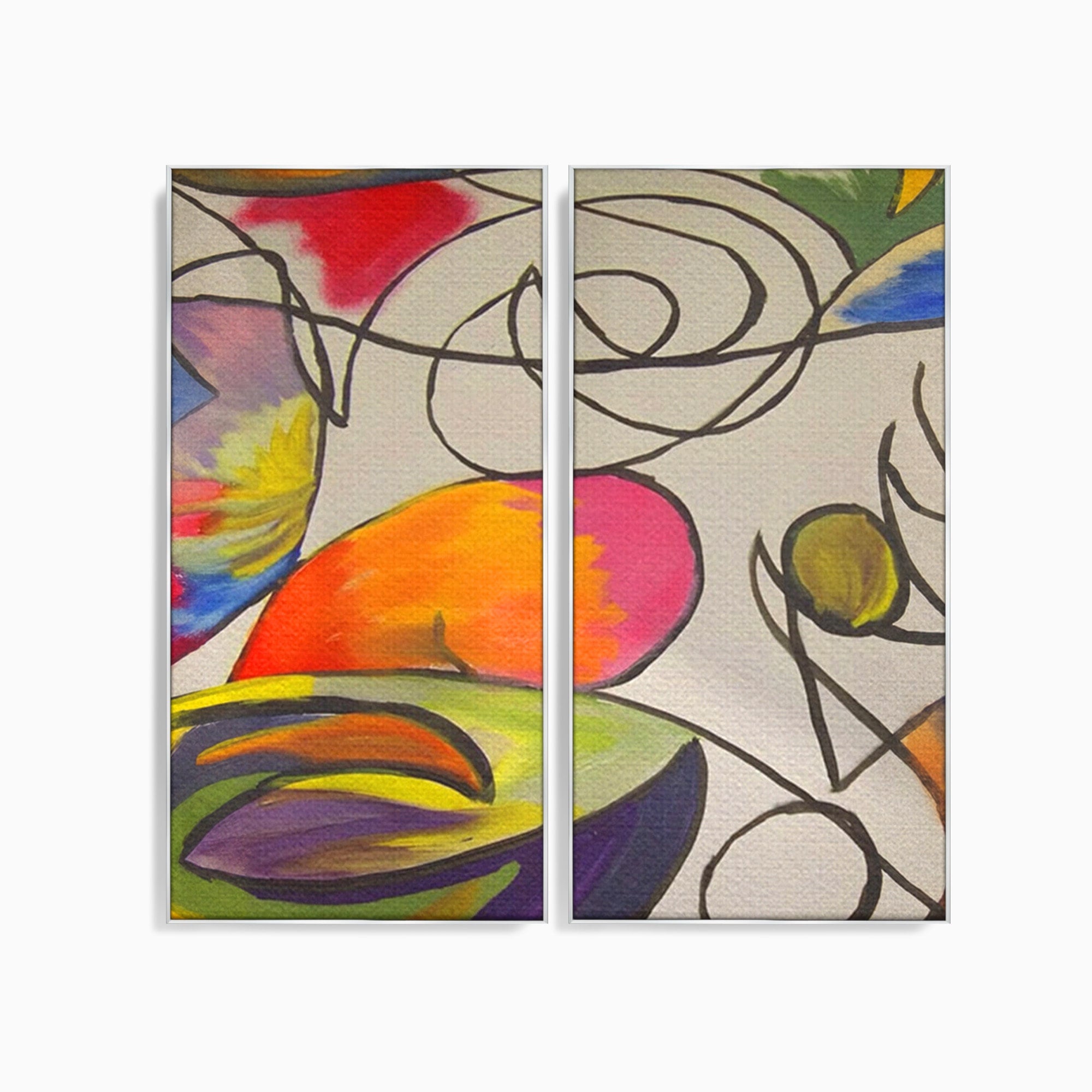 Set 2 Tablouri Canvas Premium LuxCanva® C2-1206, Kandinsky Painting Puzzle, Culori, Decorativ, Living Room, Culori Vibrante