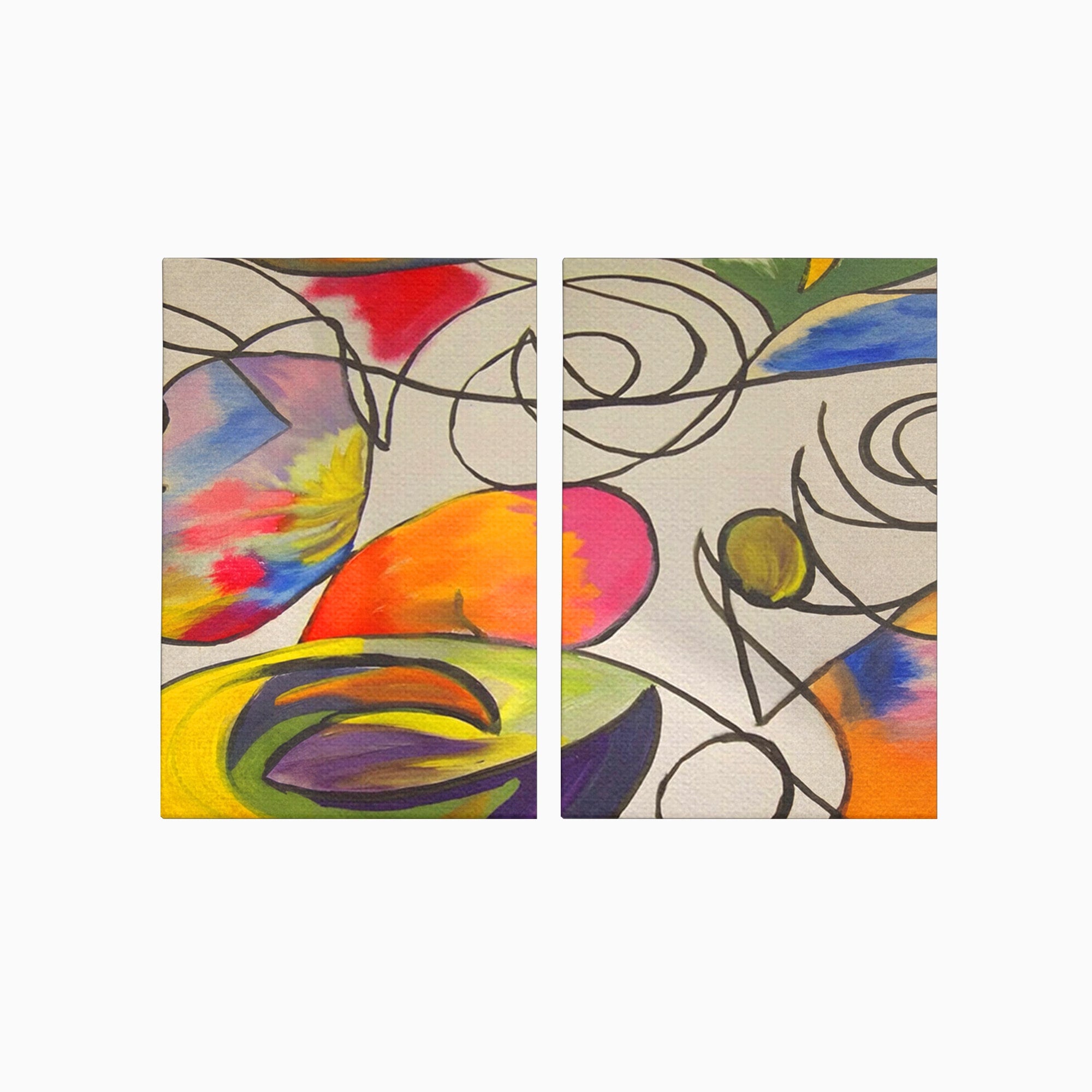 Set 2 Tablouri Canvas Premium LuxCanva® C2-1206, Kandinsky Painting Puzzle, Culori, Decorativ, Living Room, Culori Vibrante