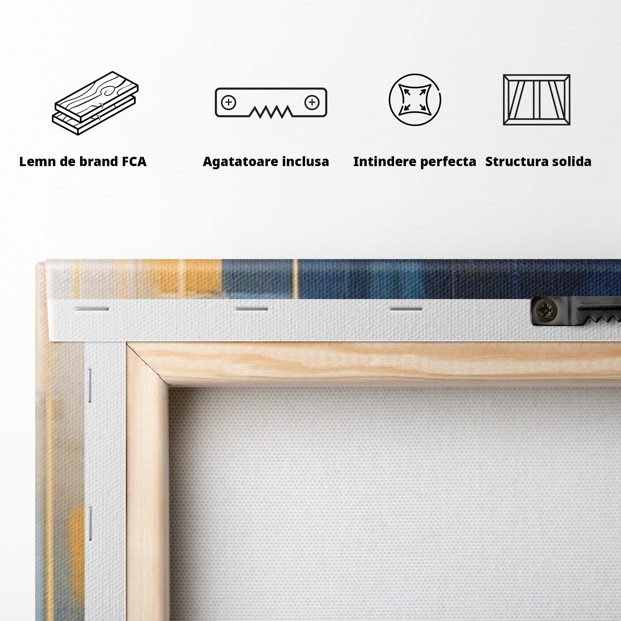 Set 2 Tablouri Canvas Premium LuxCanva® C2-1207, Gold And Blue Paint, Relaxare, Living Room, Culori Vibrante