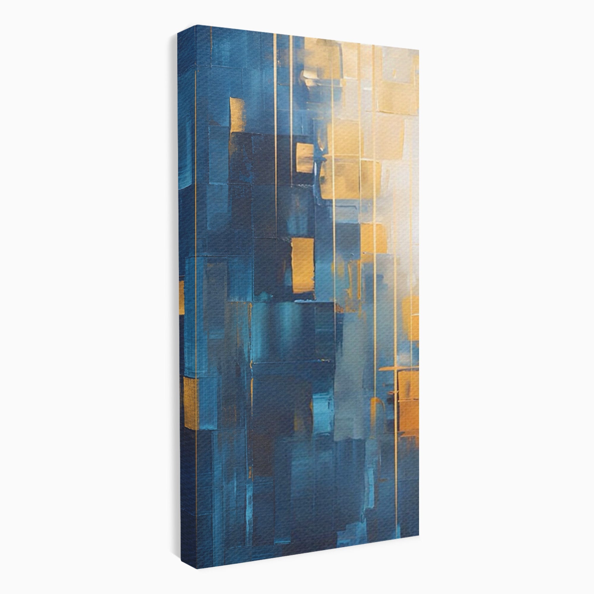 Set 2 Tablouri Canvas Premium LuxCanva® C2-1207, Gold And Blue Paint, Relaxare, Living Room, Culori Vibrante
