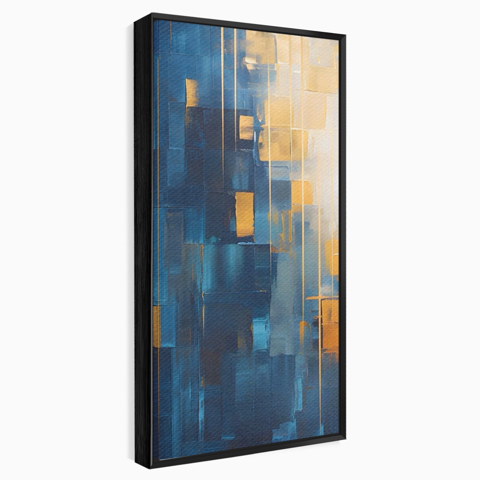 Set 2 Tablouri Canvas Premium LuxCanva® C2-1207, Gold And Blue Paint, Relaxare, Living Room, Culori Vibrante
