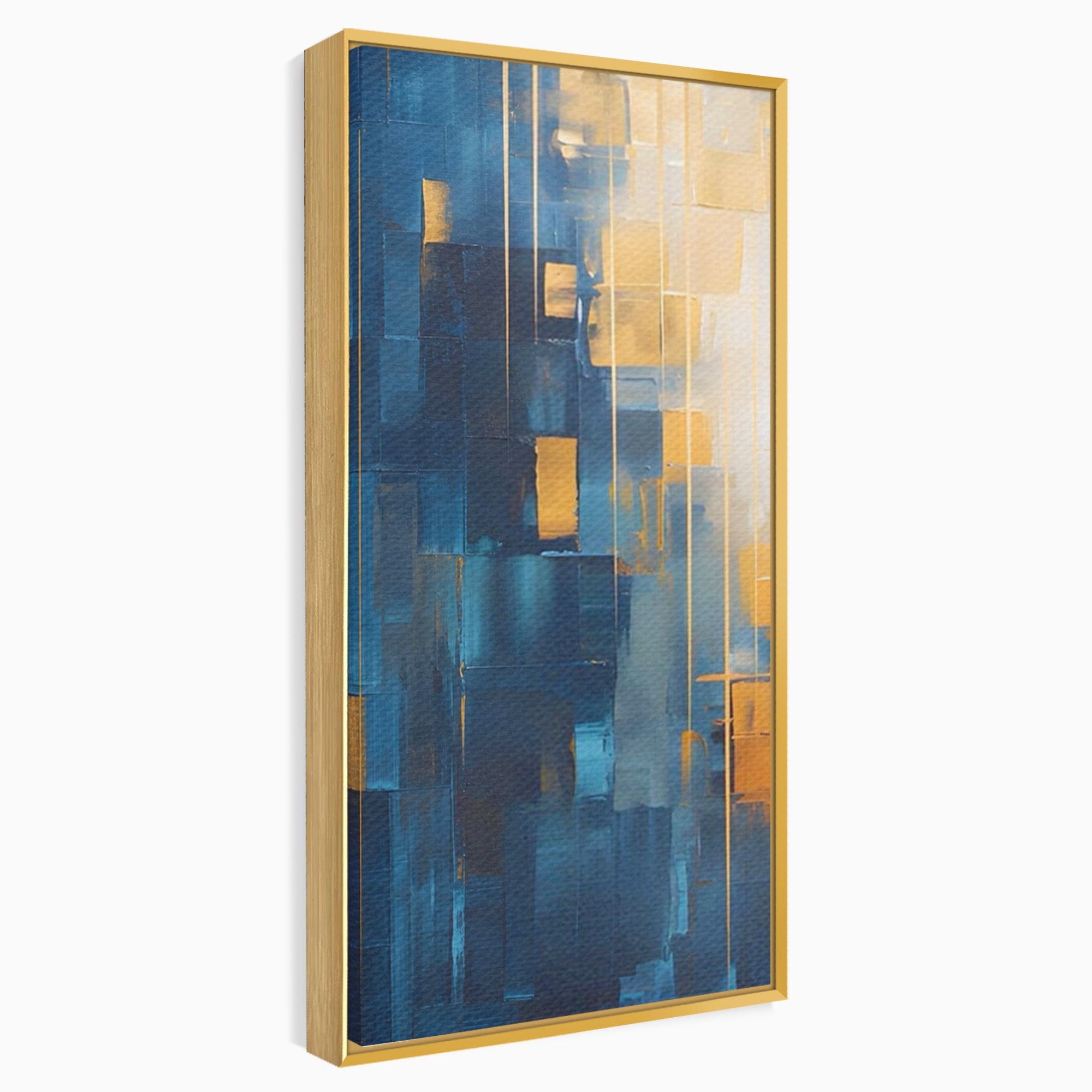 Set 2 Tablouri Canvas Premium LuxCanva® C2-1207, Gold And Blue Paint, Relaxare, Living Room, Culori Vibrante