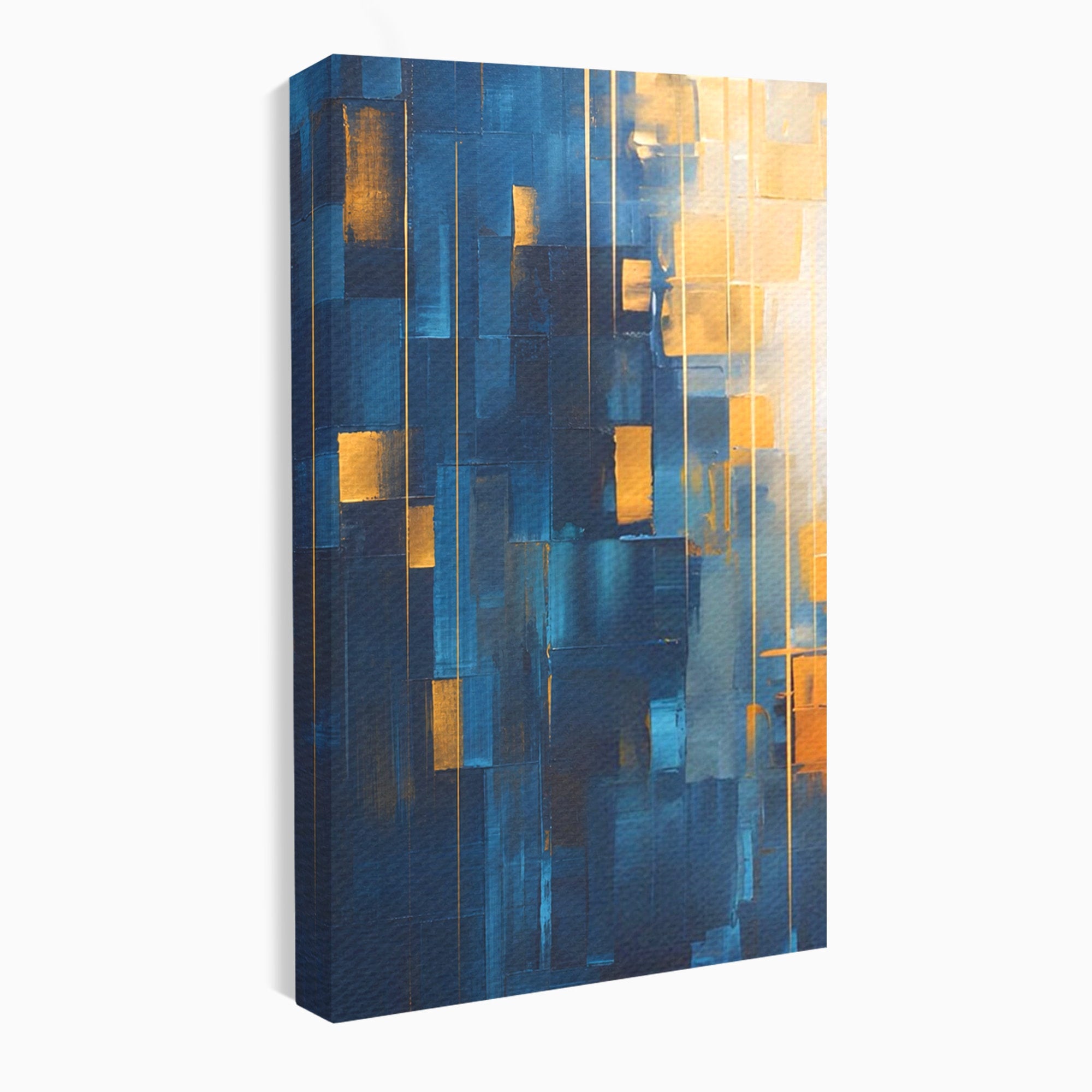 Set 2 Tablouri Canvas Premium LuxCanva® C2-1207, Gold And Blue Paint, Relaxare, Living Room, Culori Vibrante