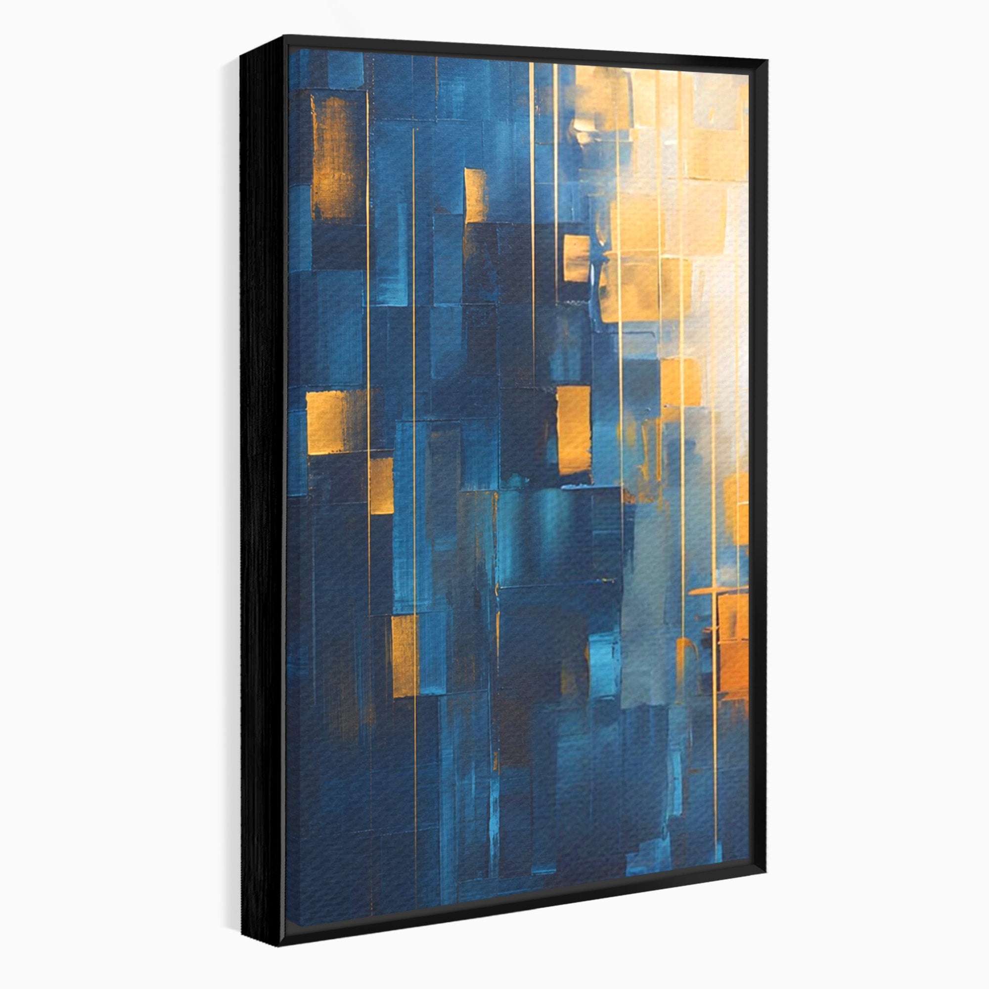 Set 2 Tablouri Canvas Premium LuxCanva® C2-1207, Gold And Blue Paint, Relaxare, Living Room, Culori Vibrante