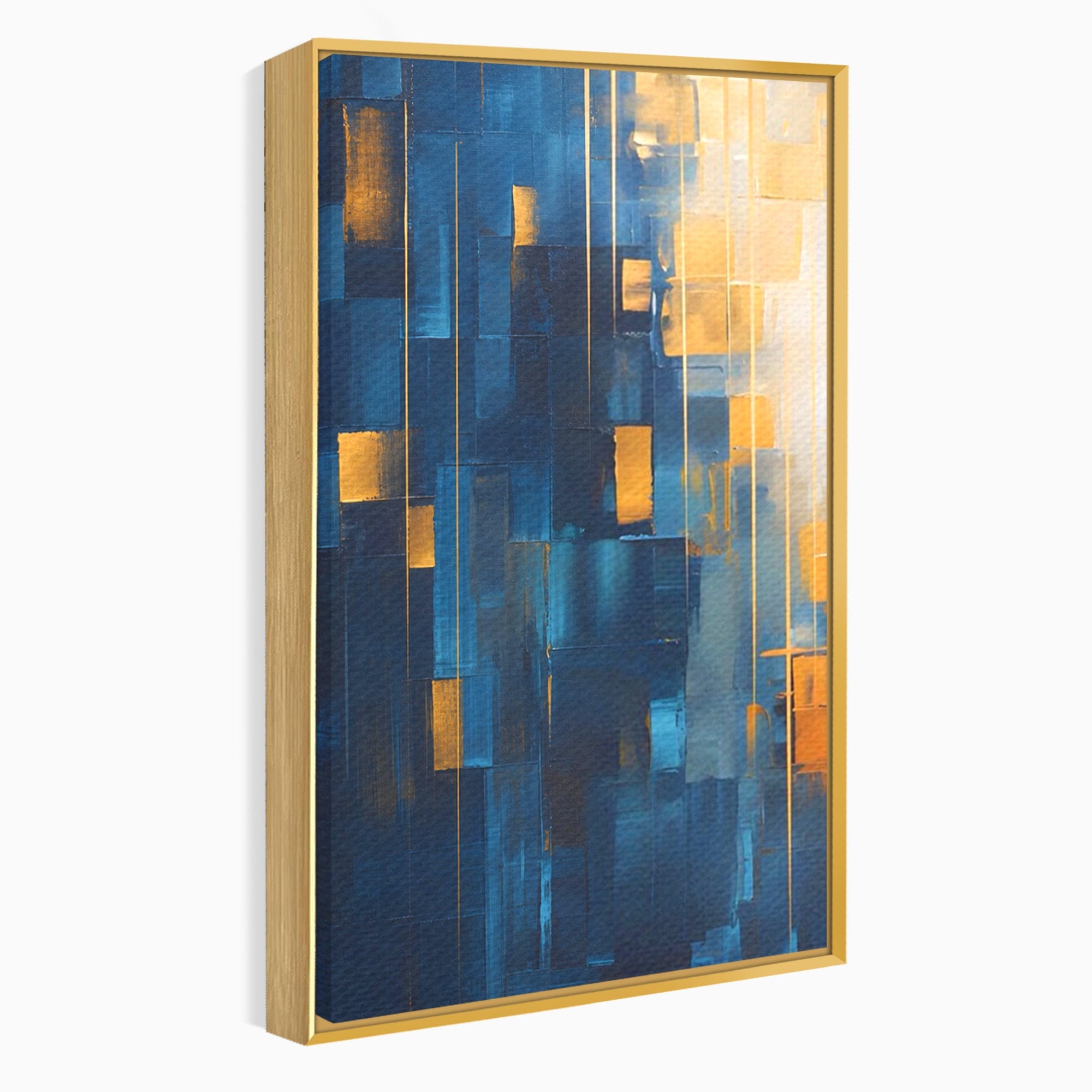 Set 2 Tablouri Canvas Premium LuxCanva® C2-1207, Gold And Blue Paint, Relaxare, Living Room, Culori Vibrante