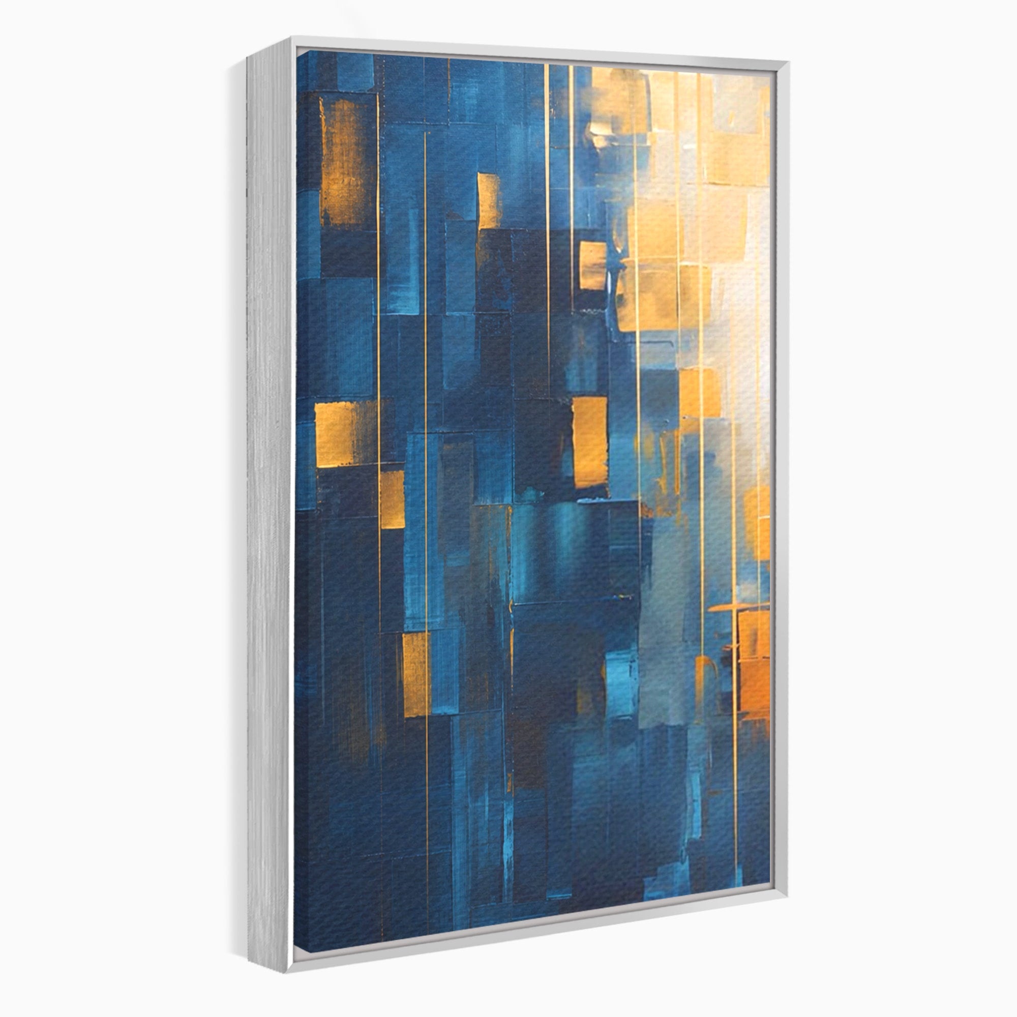 Set 2 Tablouri Canvas Premium LuxCanva® C2-1207, Gold And Blue Paint, Relaxare, Living Room, Culori Vibrante