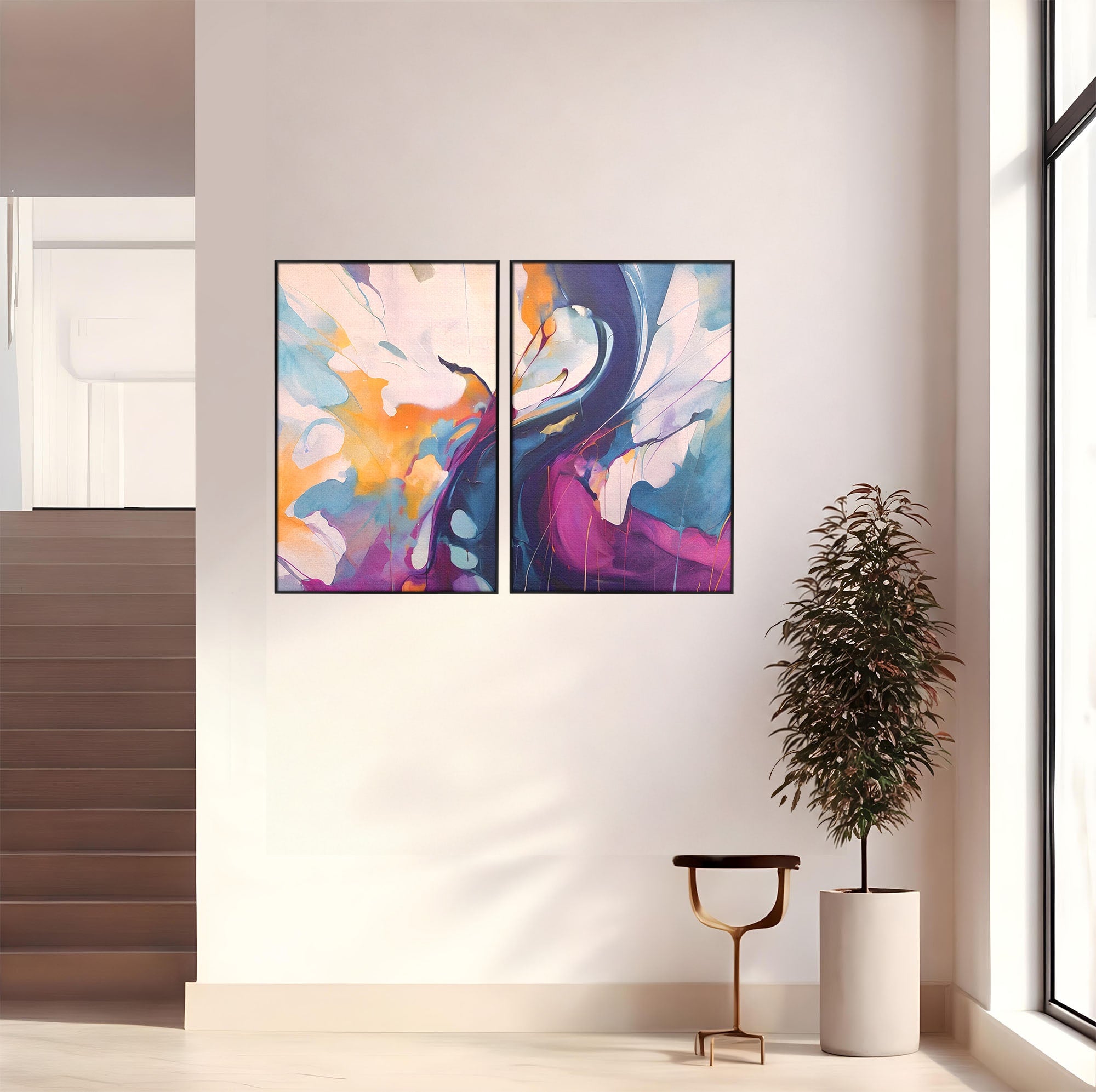 Set 2 Tablouri Canvas Premium LuxCanva® C2-1208, Paint By Katharina Rosnovsky, Relaxare, Living Room, Culori Vibrante