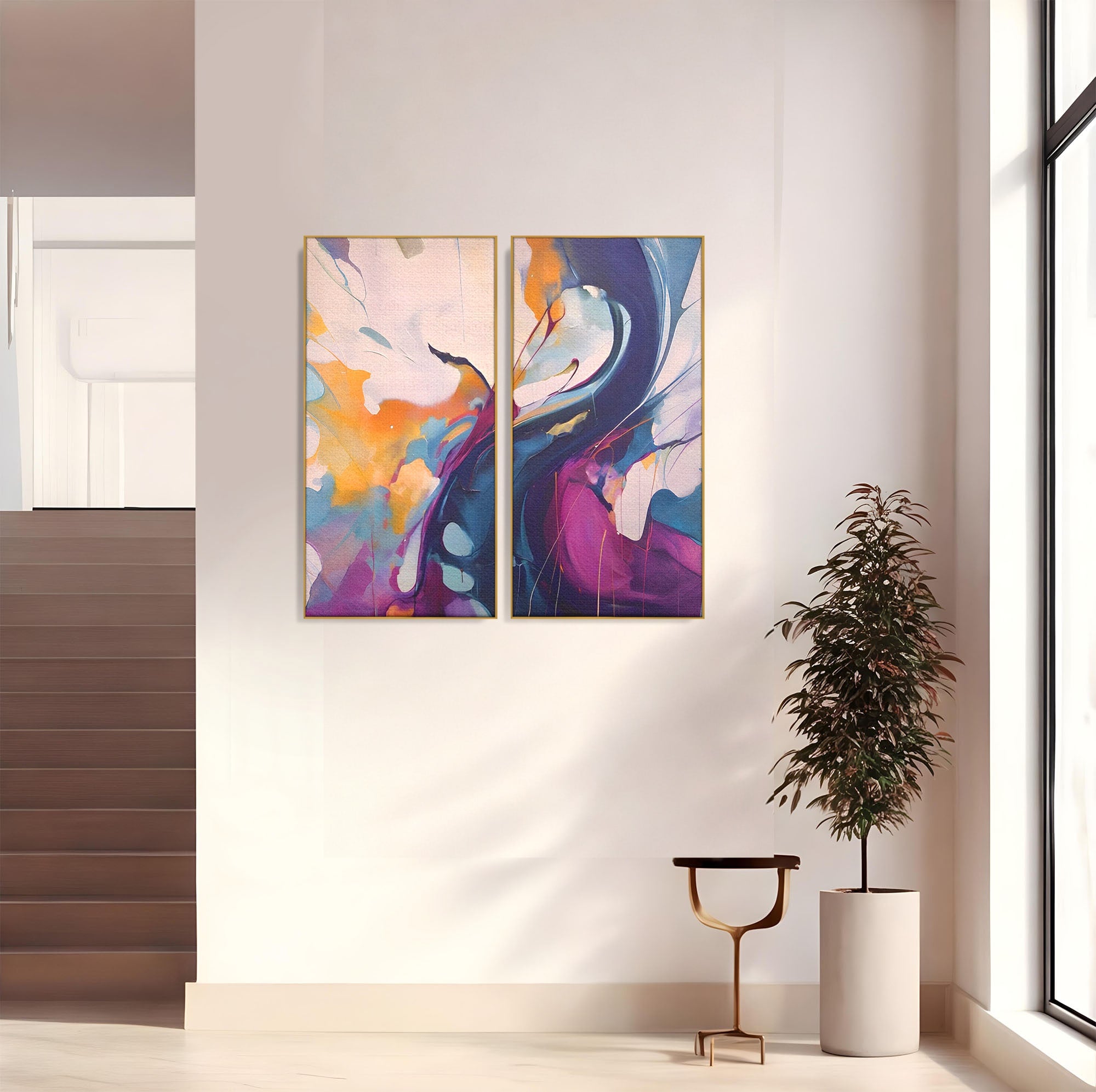 Set 2 Tablouri Canvas Premium LuxCanva® C2-1208, Paint By Katharina Rosnovsky, Relaxare, Living Room, Culori Vibrante