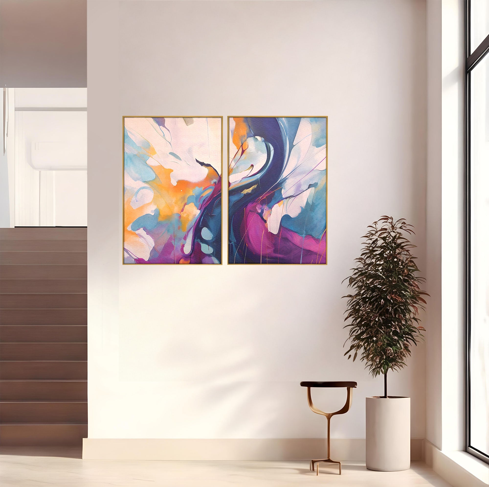 Set 2 Tablouri Canvas Premium LuxCanva® C2-1208, Paint By Katharina Rosnovsky, Relaxare, Living Room, Culori Vibrante