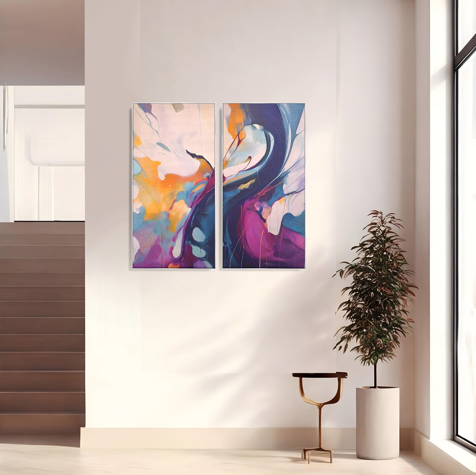Set 2 Tablouri Canvas Premium LuxCanva® C2-1208, Paint By Katharina Rosnovsky, Relaxare, Living Room, Culori Vibrante