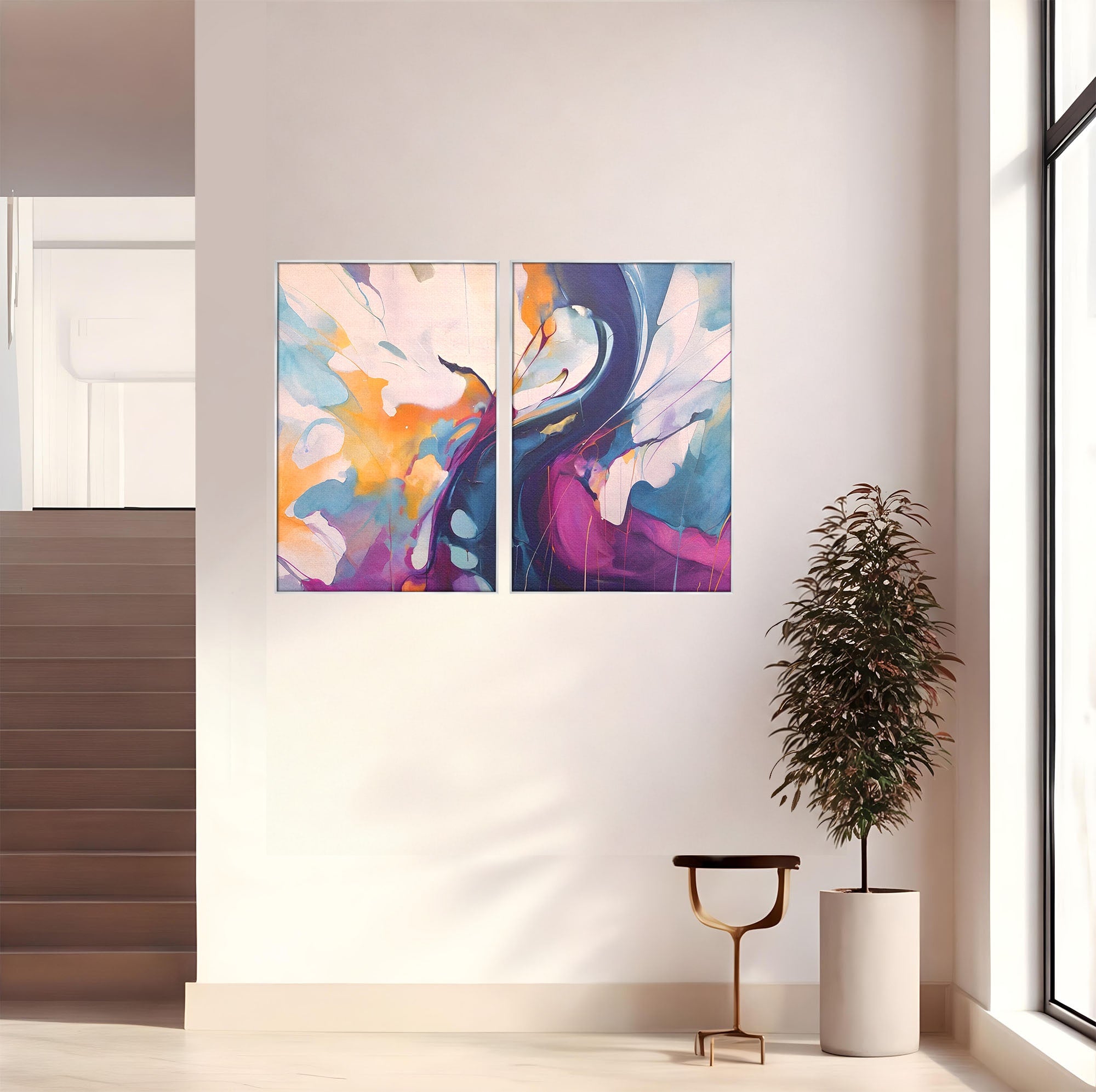 Set 2 Tablouri Canvas Premium LuxCanva® C2-1208, Paint By Katharina Rosnovsky, Relaxare, Living Room, Culori Vibrante