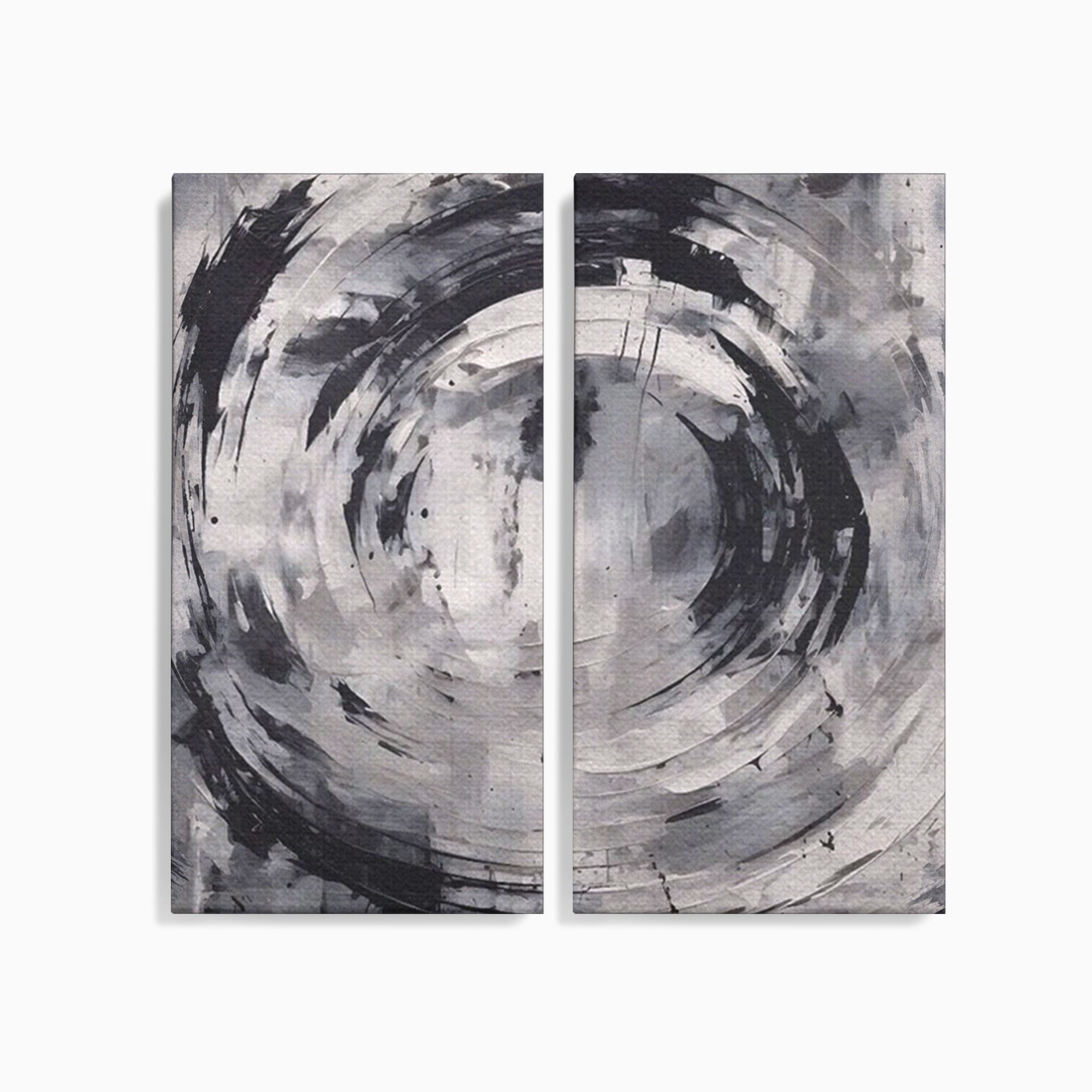 Set 2 Tablouri Canvas Premium LuxCanva® C2-1217, Abstract Round Paint, Culori, Decorativ, Living Room, Culori Vibrante