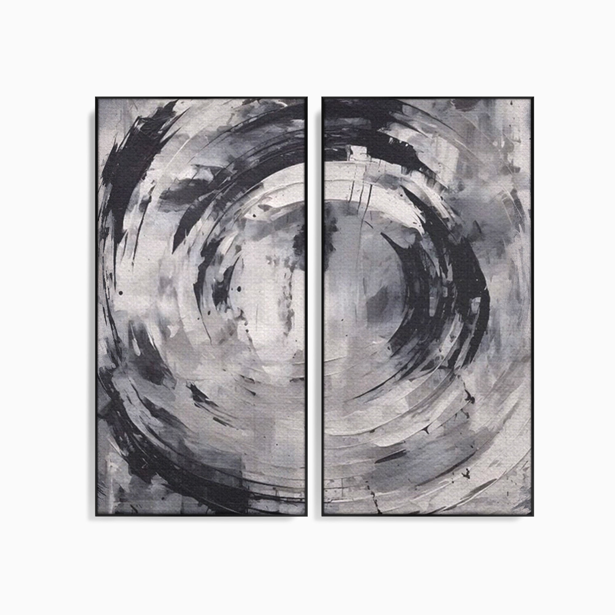 Set 2 Tablouri Canvas Premium LuxCanva® C2-1217, Abstract Round Paint, Culori, Decorativ, Living Room, Culori Vibrante