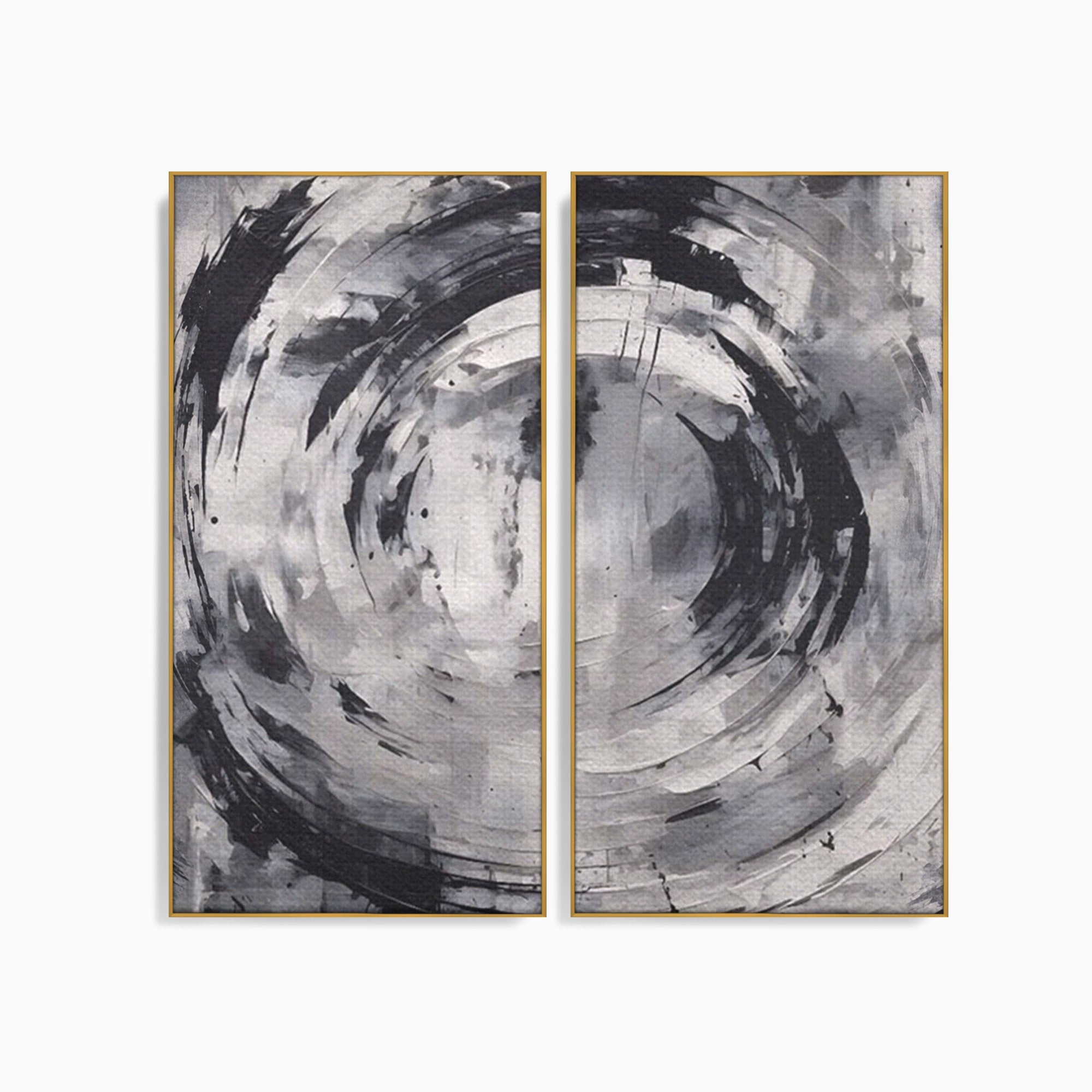 Set 2 Tablouri Canvas Premium LuxCanva® C2-1217, Abstract Round Paint, Culori, Decorativ, Living Room, Culori Vibrante