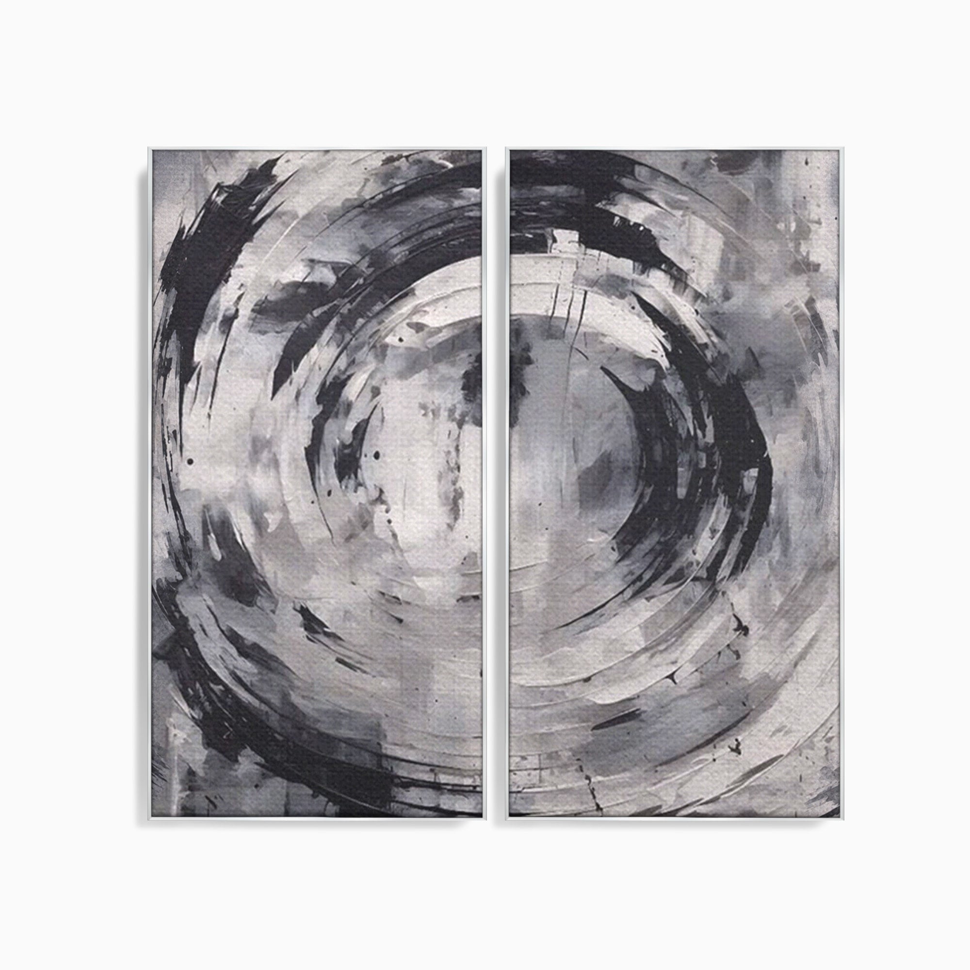 Set 2 Tablouri Canvas Premium LuxCanva® C2-1217, Abstract Round Paint, Culori, Decorativ, Living Room, Culori Vibrante