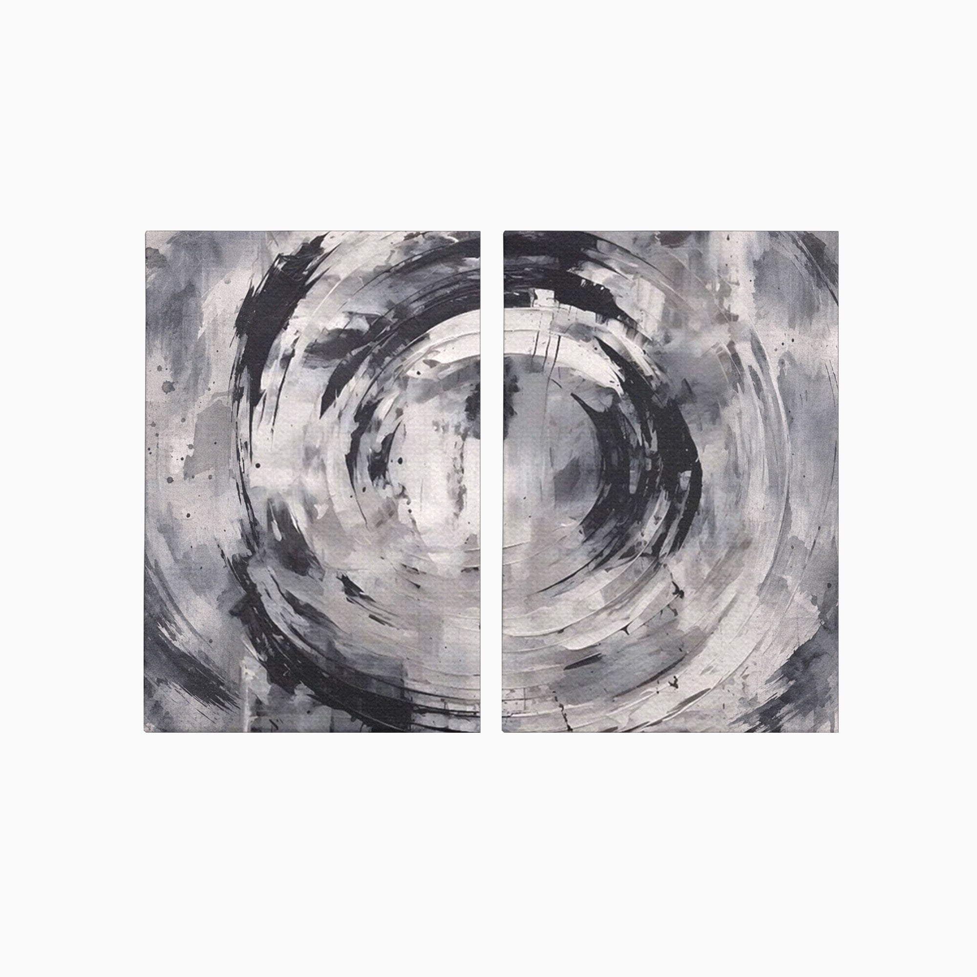 Set 2 Tablouri Canvas Premium LuxCanva® C2-1217, Abstract Round Paint, Culori, Decorativ, Living Room, Culori Vibrante