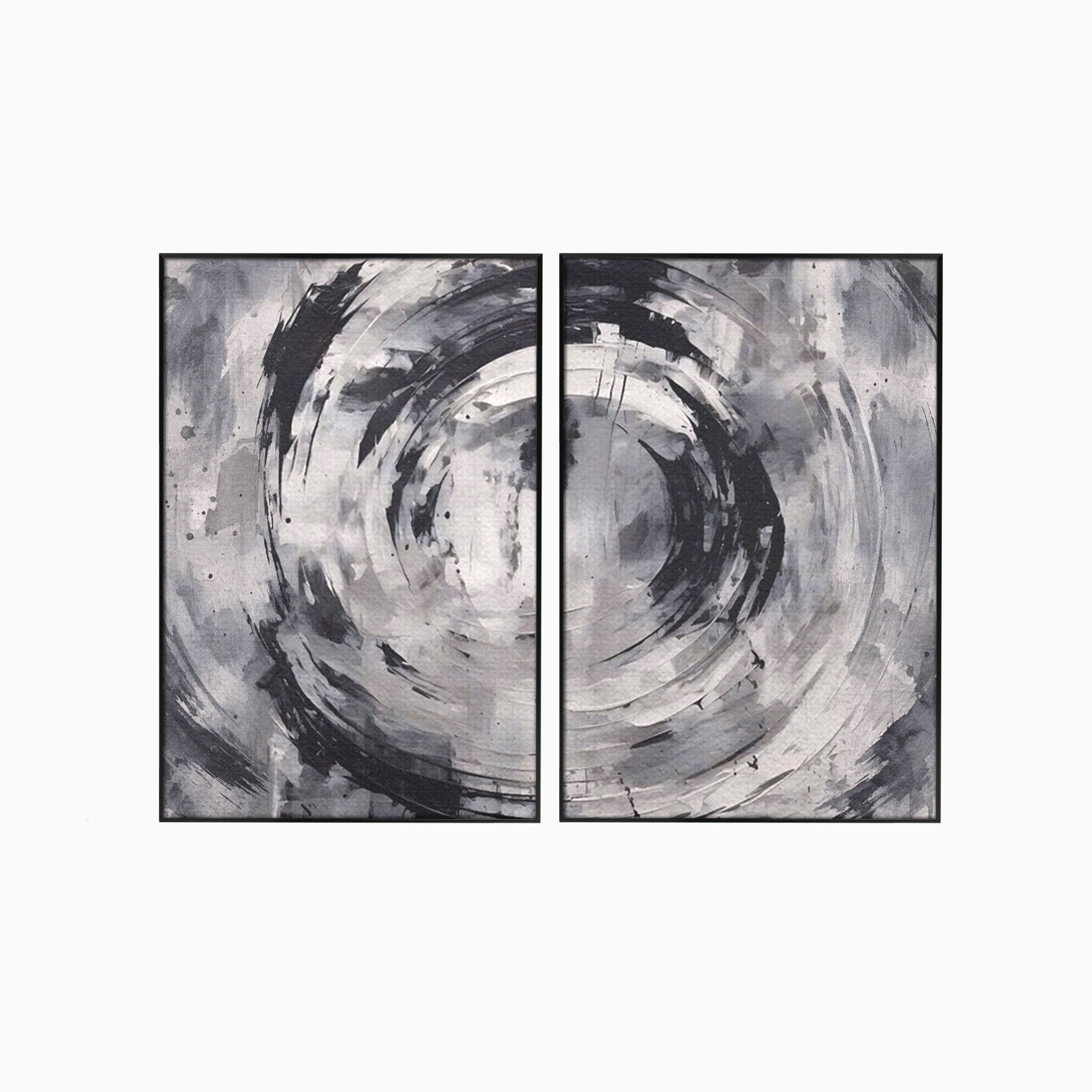Set 2 Tablouri Canvas Premium LuxCanva® C2-1217, Abstract Round Paint, Culori, Decorativ, Living Room, Culori Vibrante