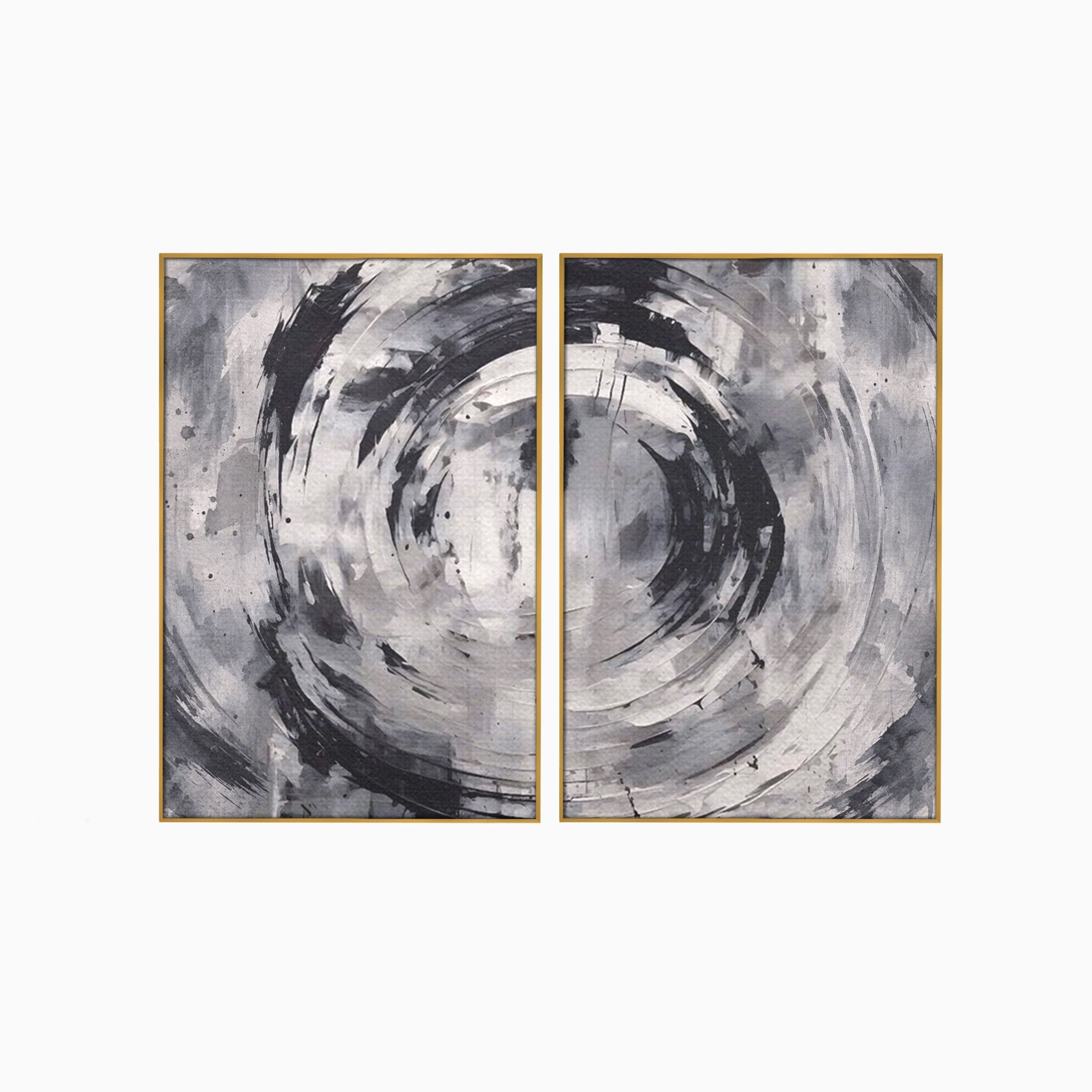 Set 2 Tablouri Canvas Premium LuxCanva® C2-1217, Abstract Round Paint, Culori, Decorativ, Living Room, Culori Vibrante