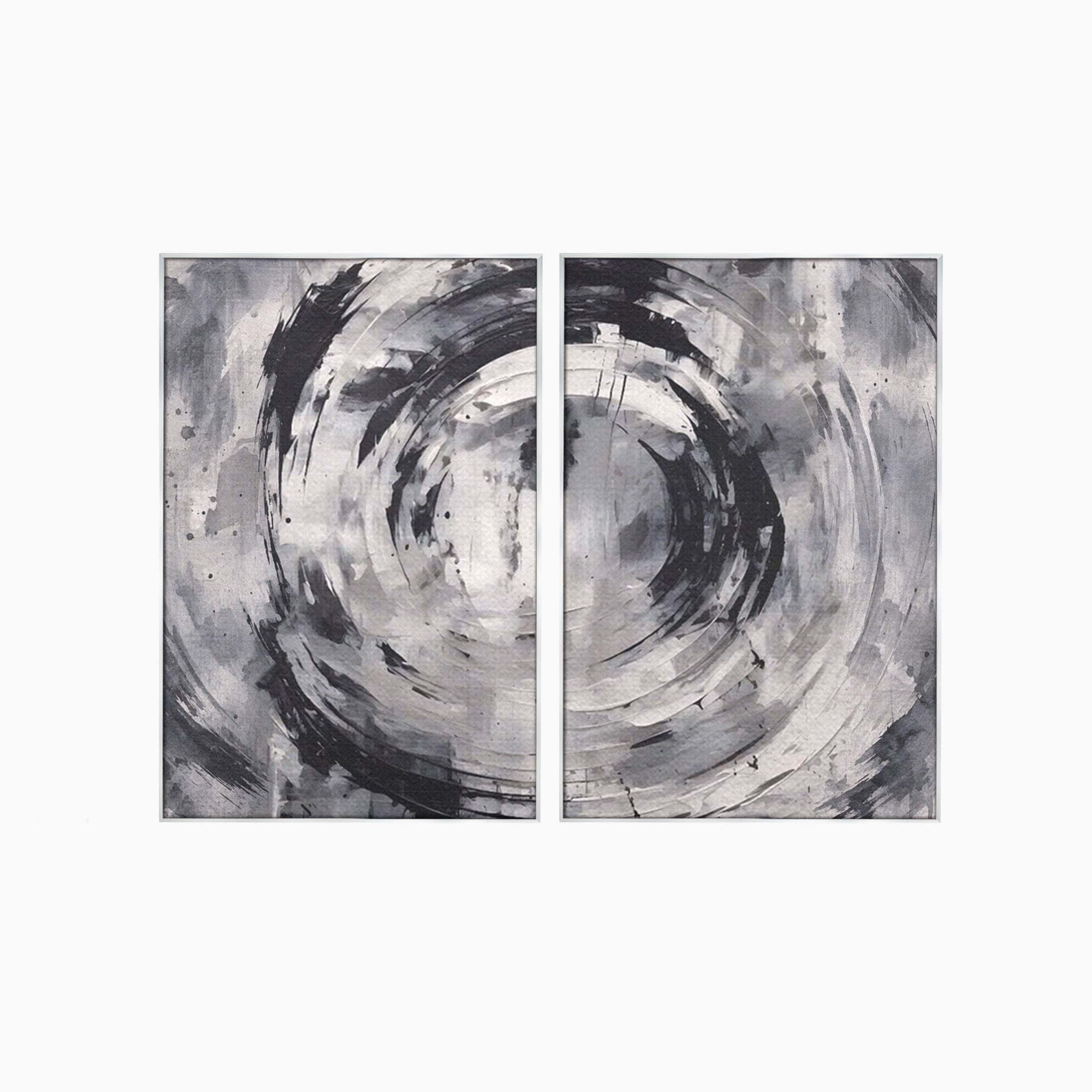 Set 2 Tablouri Canvas Premium LuxCanva® C2-1217, Abstract Round Paint, Culori, Decorativ, Living Room, Culori Vibrante