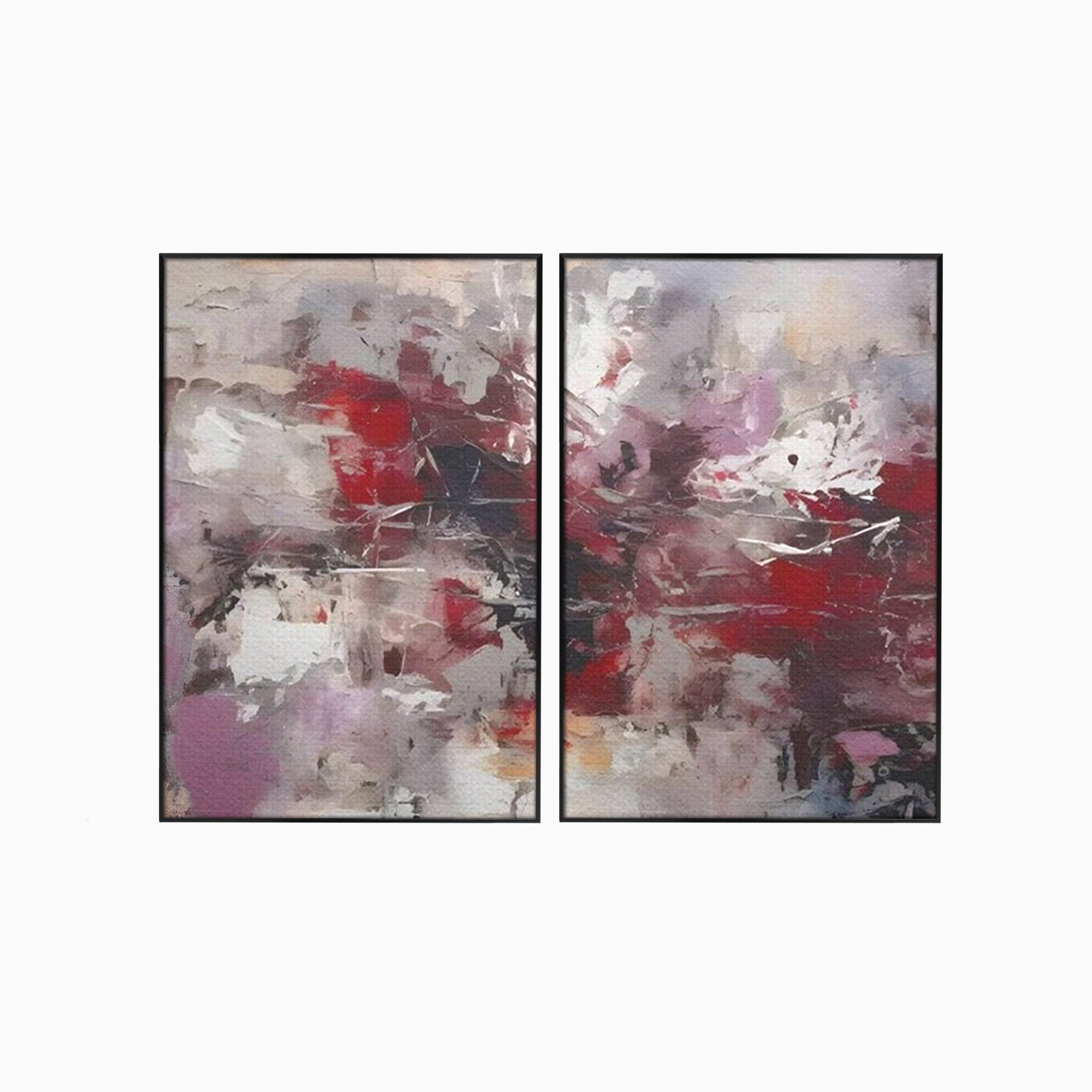 Set 2 Tablouri Canvas Premium LuxCanva® C2-1221, Pete De Culoare Tablou Abstract, Relaxare, Living Room, Culori Vibrante