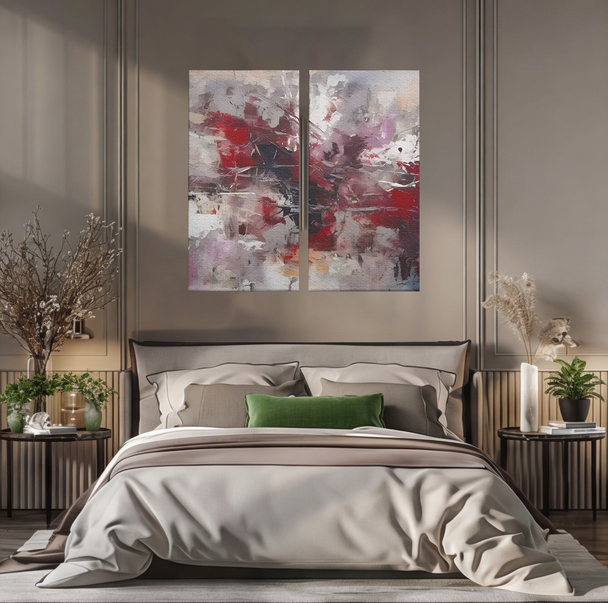 Set 2 Tablouri Canvas Premium LuxCanva® C2-1221, Pete De Culoare Tablou Abstract, Relaxare, Living Room, Culori Vibrante