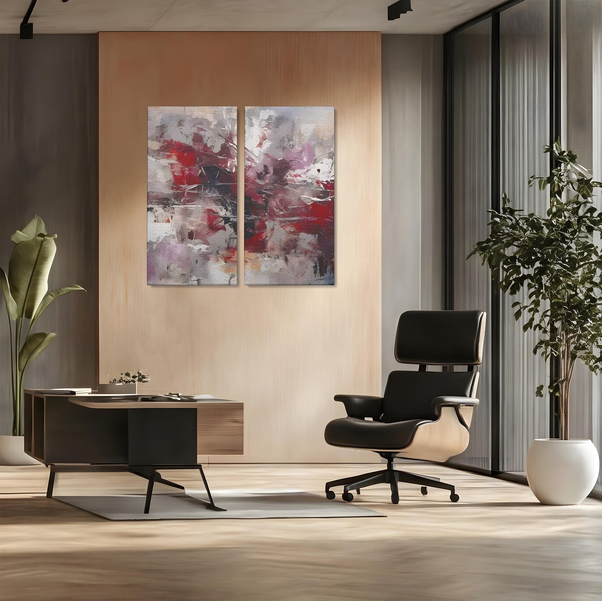 Set 2 Tablouri Canvas Premium LuxCanva® C2-1221, Pete De Culoare Tablou Abstract, Relaxare, Living Room, Culori Vibrante