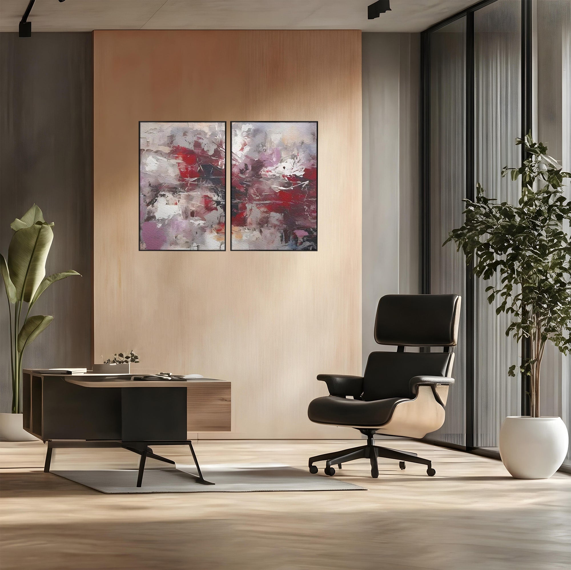 Set 2 Tablouri Canvas Premium LuxCanva® C2-1221, Pete De Culoare Tablou Abstract, Relaxare, Living Room, Culori Vibrante