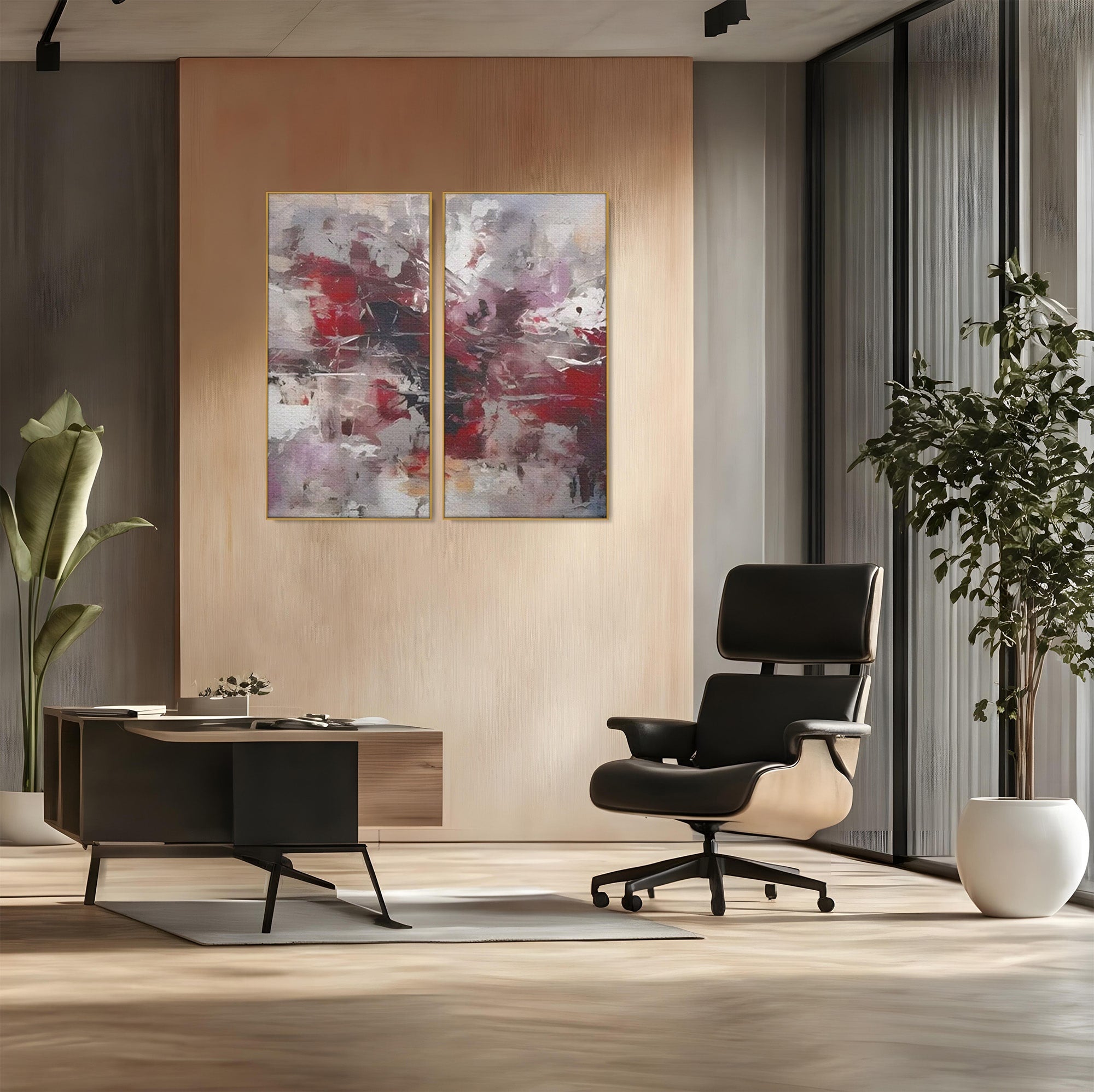 Set 2 Tablouri Canvas Premium LuxCanva® C2-1221, Pete De Culoare Tablou Abstract, Relaxare, Living Room, Culori Vibrante
